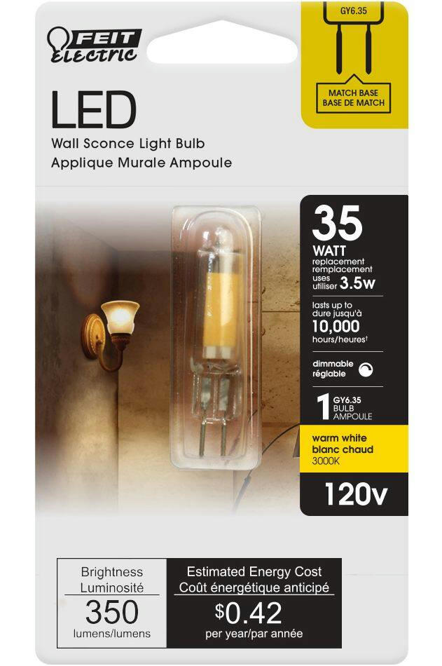 Feit Electric GY6.35 Base Dimmable LED Light Bulb, 3000K, 350 Lumens, Warm White, 35W