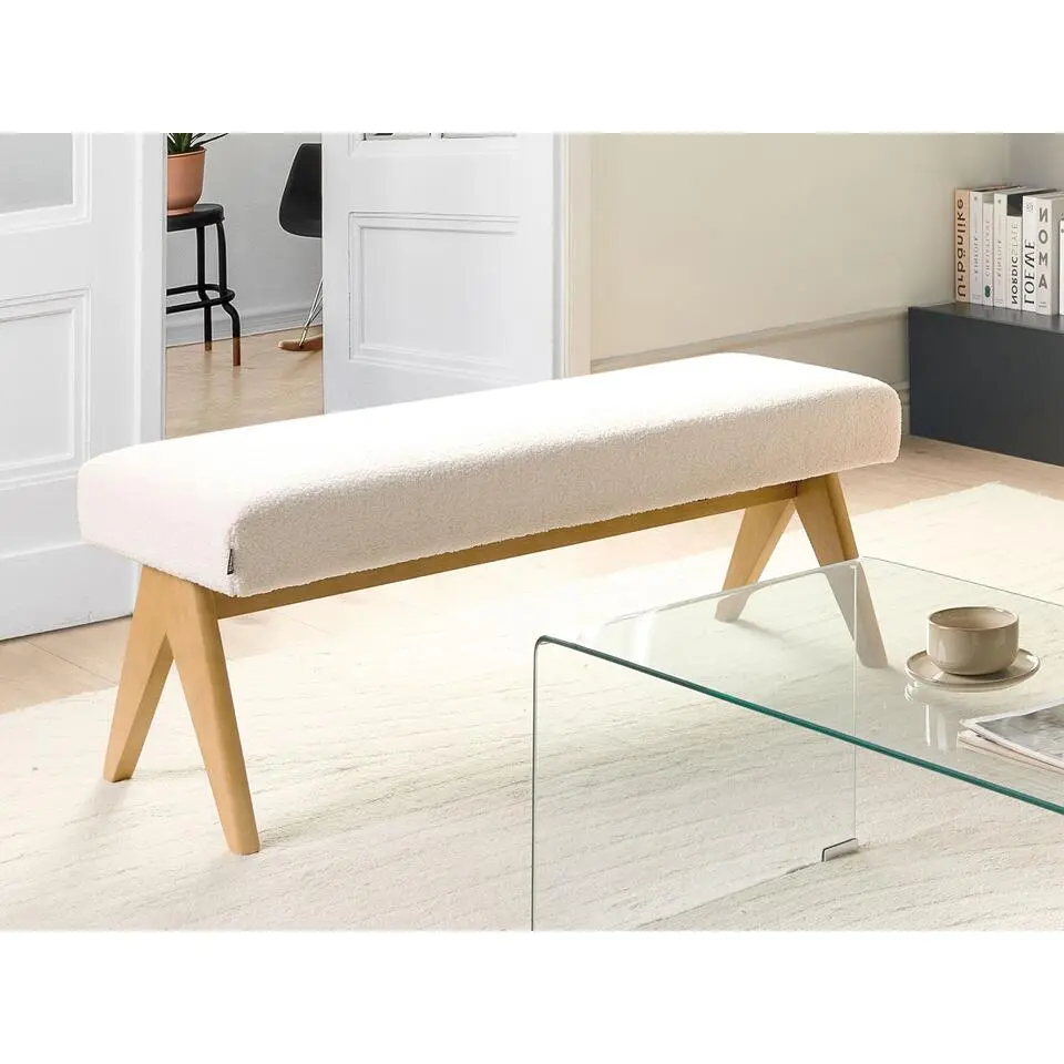 TAMRE - Bankje - Gebroken wit/Lichtbruin - Boucl&eacute;