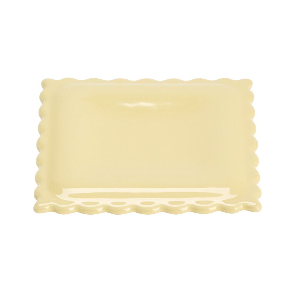 Repose-cuillère forme raviole carré céramique beige 15x15cm