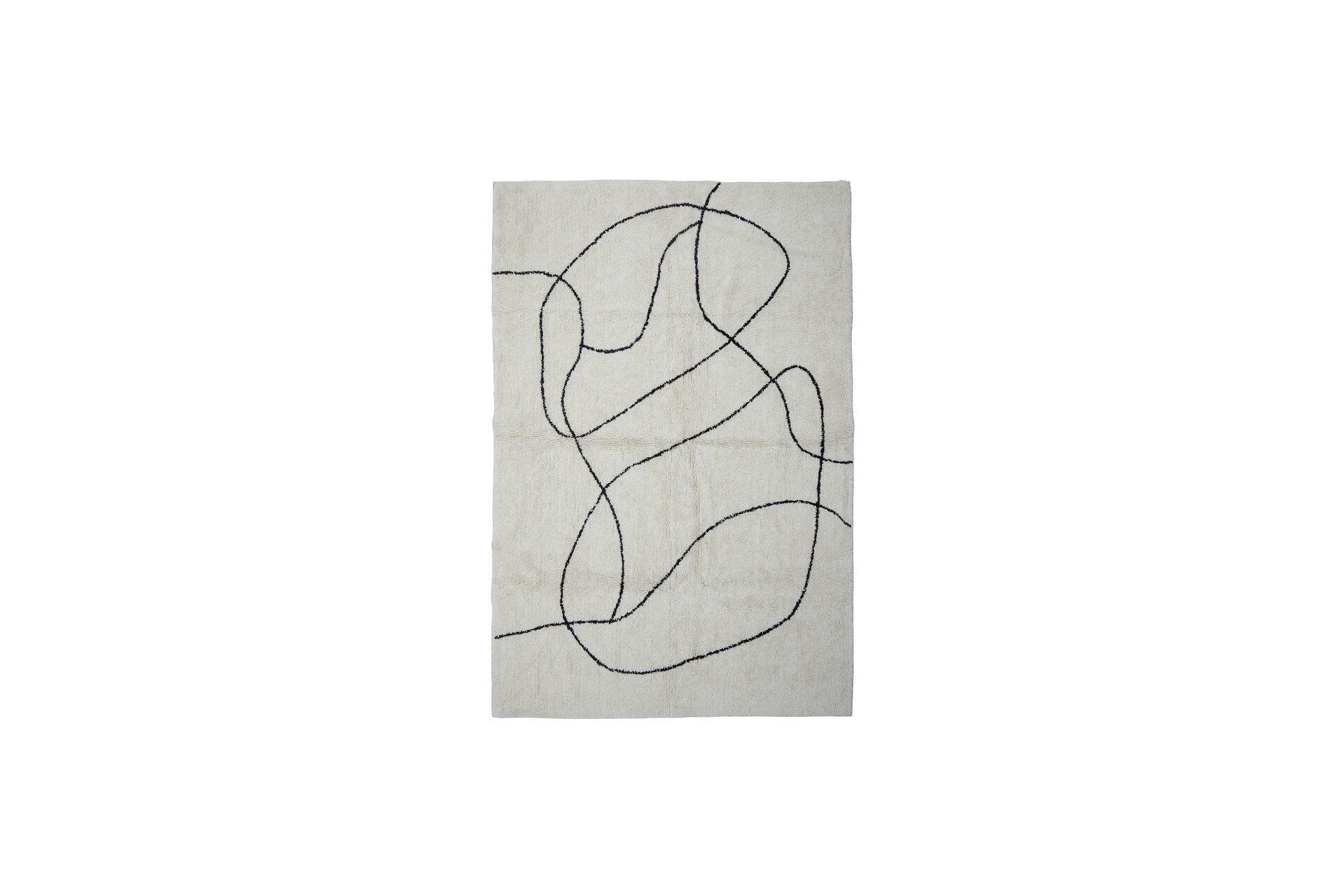 VIGA - Tapis en coton blanc à motifs noirs