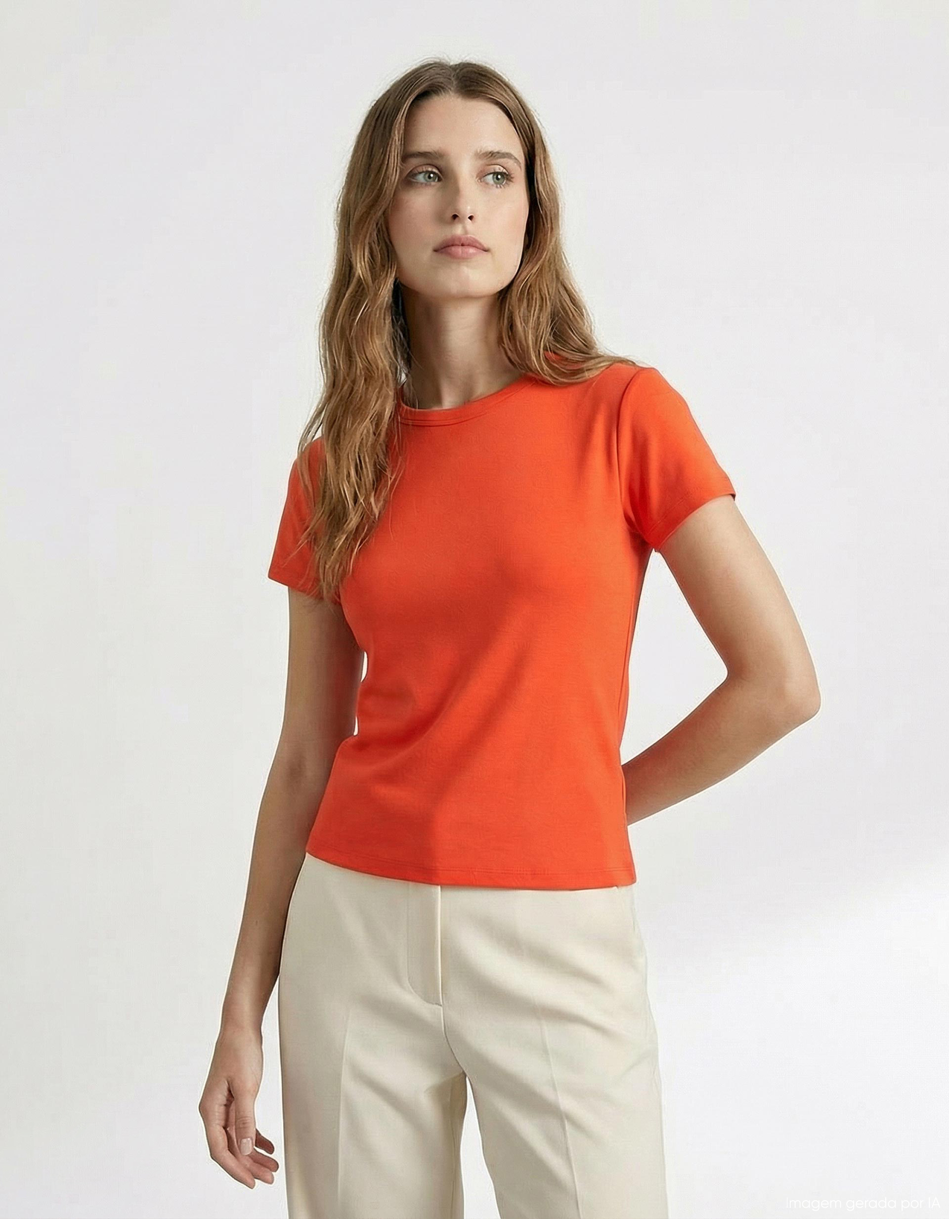 T-shirt, Mulher, Laranja