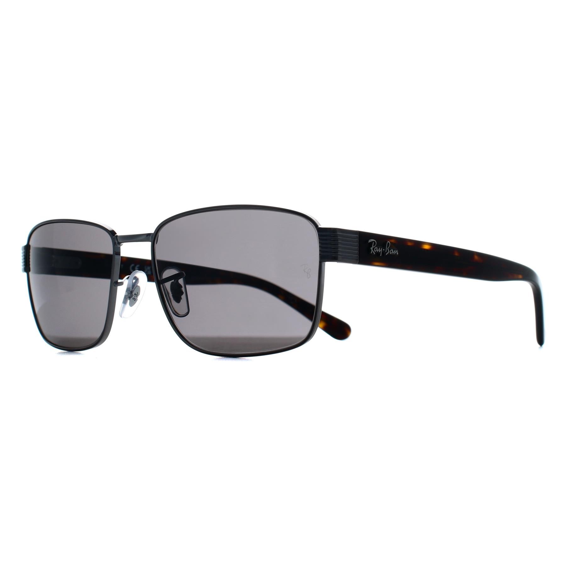 Ray-Ban Rectangle Gunmetal Havana Dark Grey RB3750