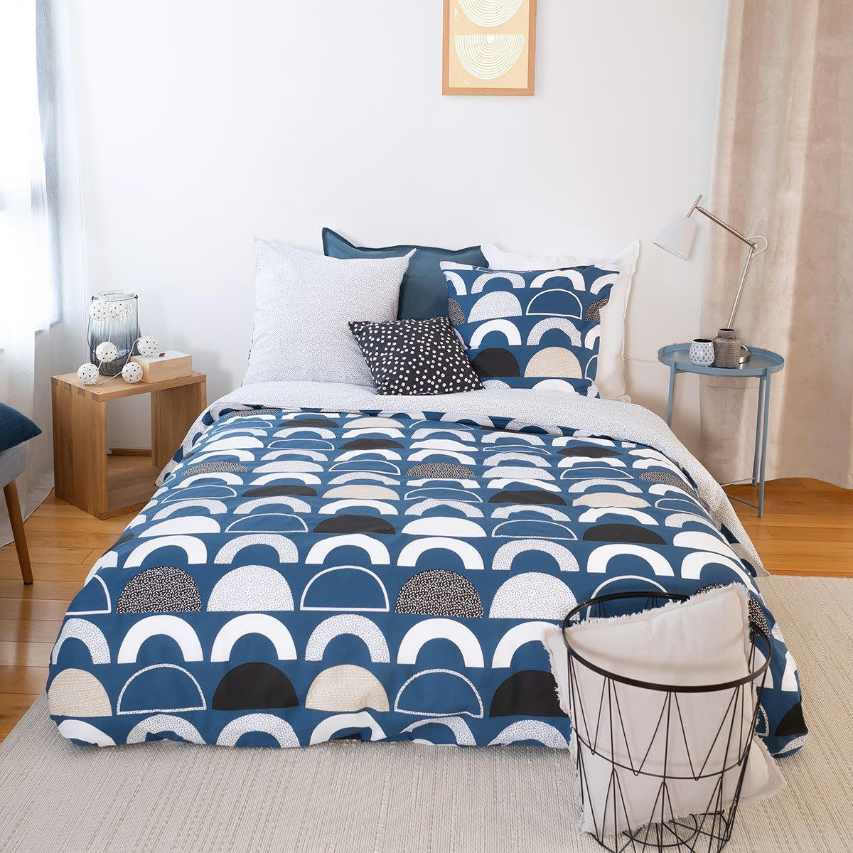 BERLIOZ - Housse de couette 220x240 + 2 taies 100% coton 57 fils