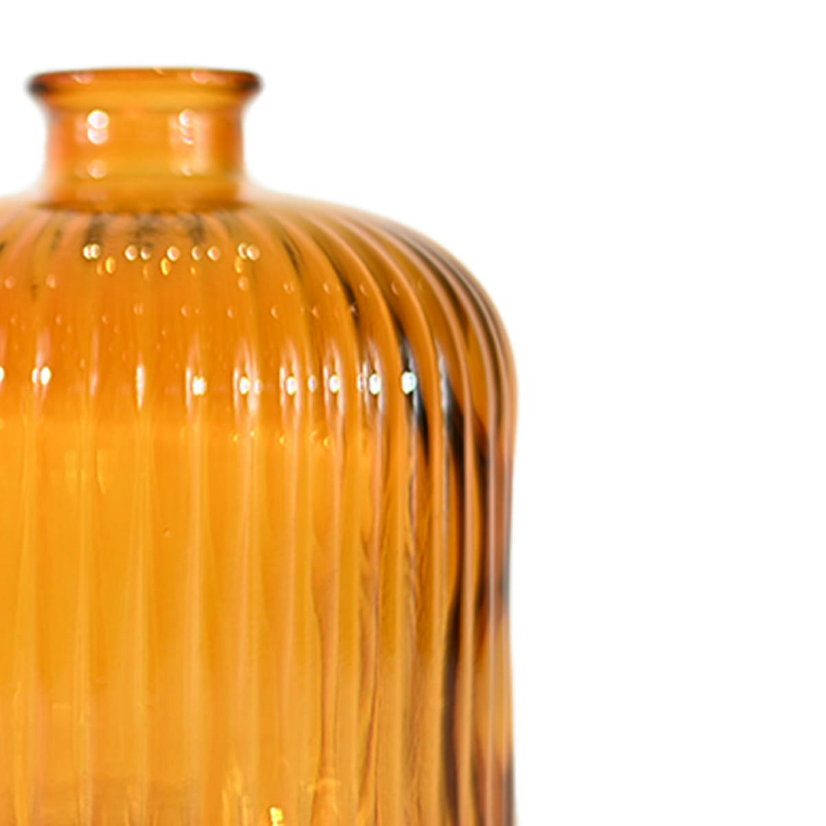 KOKILLE - Vase en verre recyclé strié  Corail 18 cm