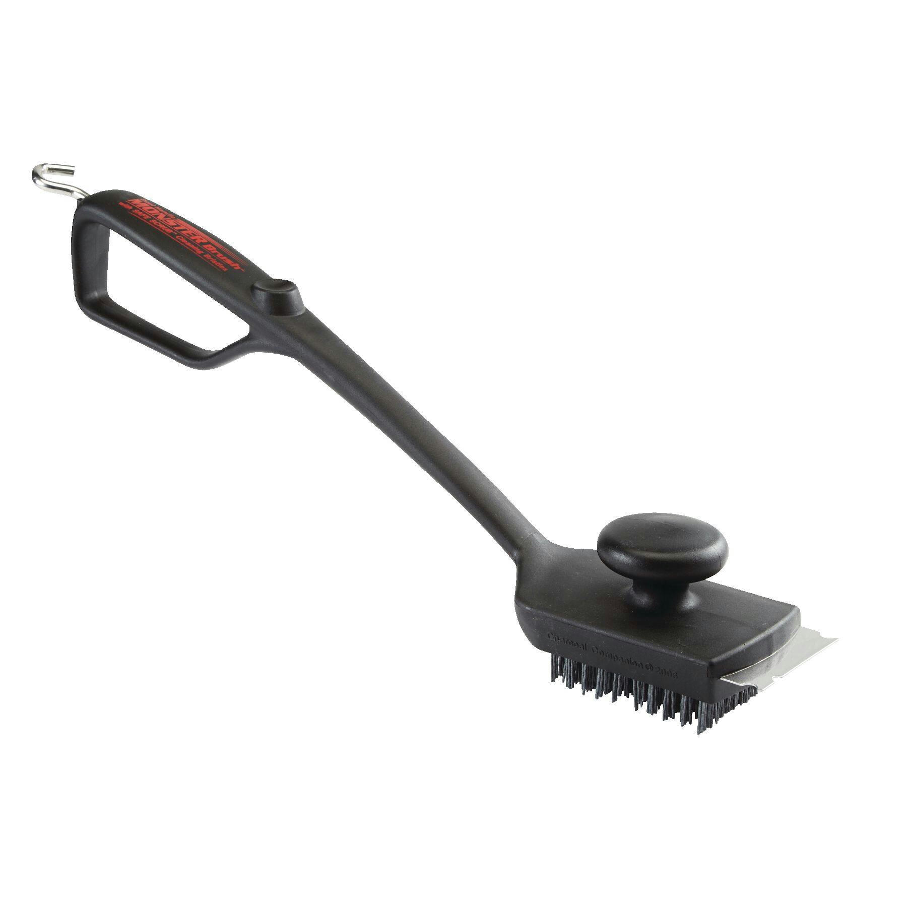Master Chef Outdoor BBQ Dual Handle Grill Brush w/ Nylon Bristle, Removable Head & Grill Scraper