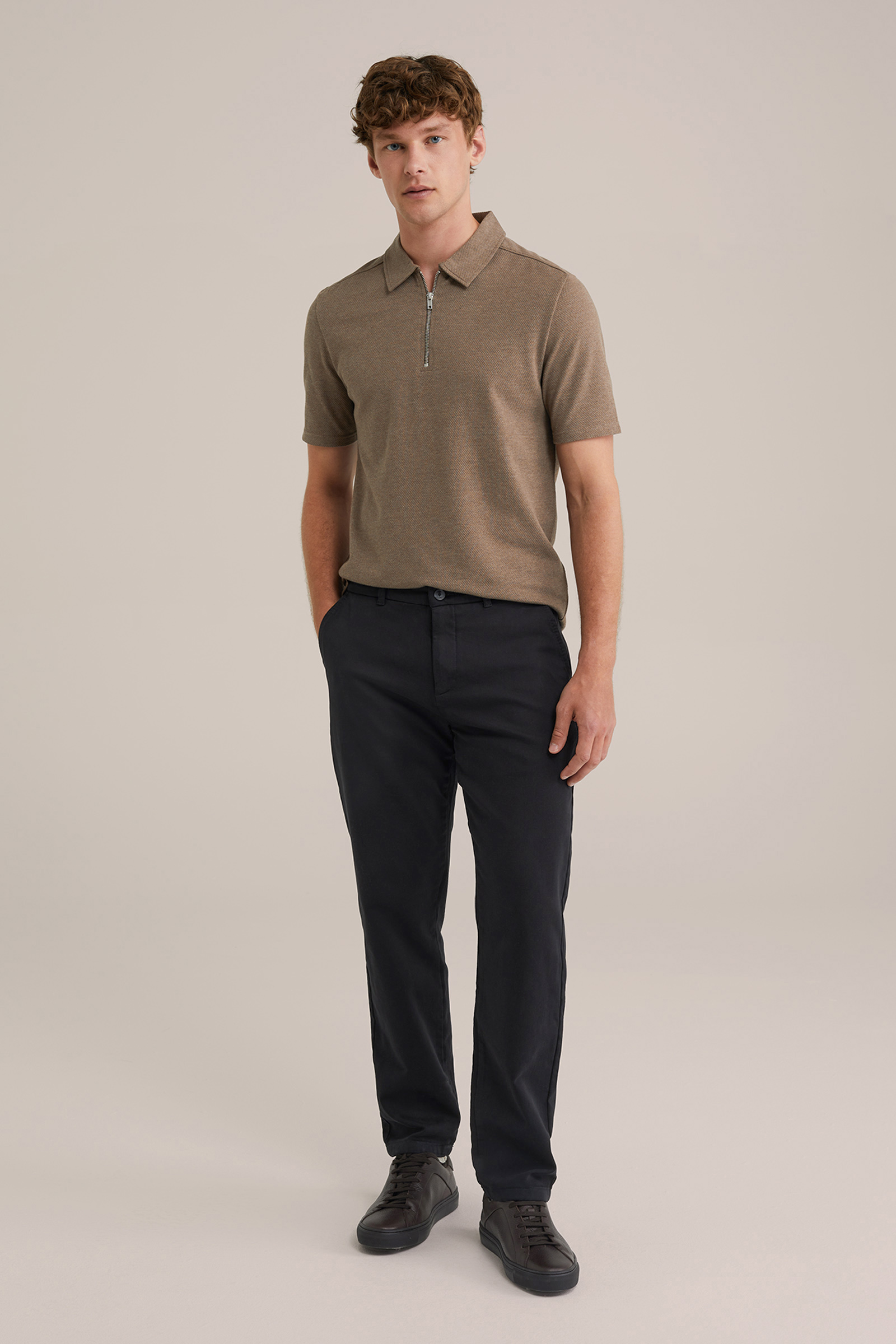 Heren regular fit chino met stretch
