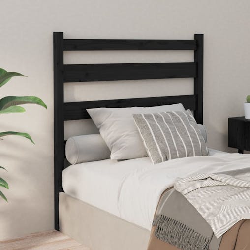 NNEVL Bed Headboard Black 96x4x100 cm Solid Wood Pine