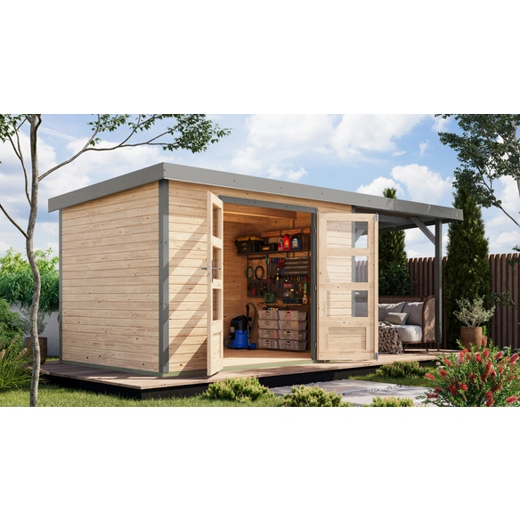 Gartenhaus »Osterby 4 A«, BxHxT: 538 x 209 x 213 cm (Außenmaße inkl. Dachüberstand), Wandstärke 19 mm