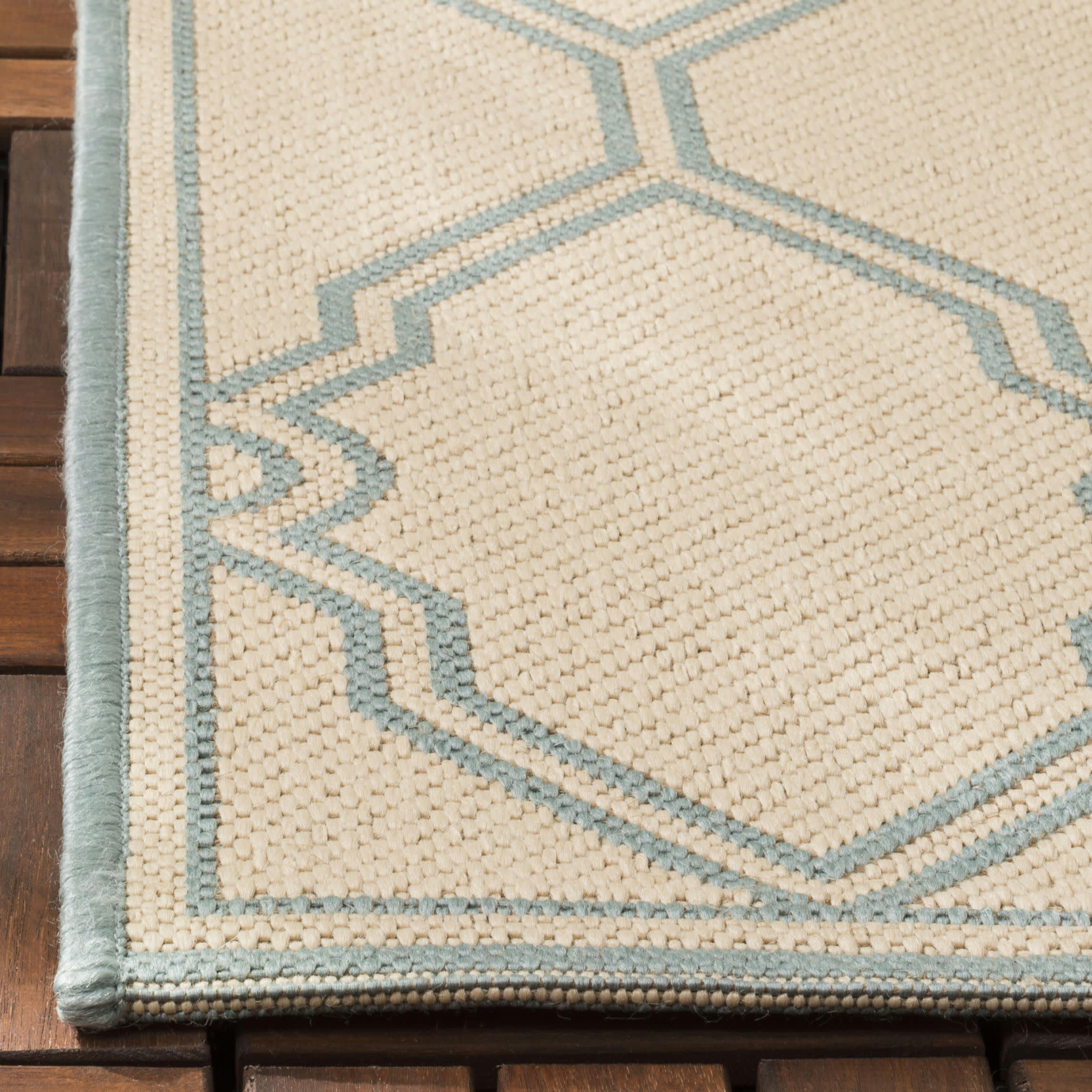 BEACHHOUSE - Tapis interieur & exterieur en crème & turquoise, 122 x 183 cm