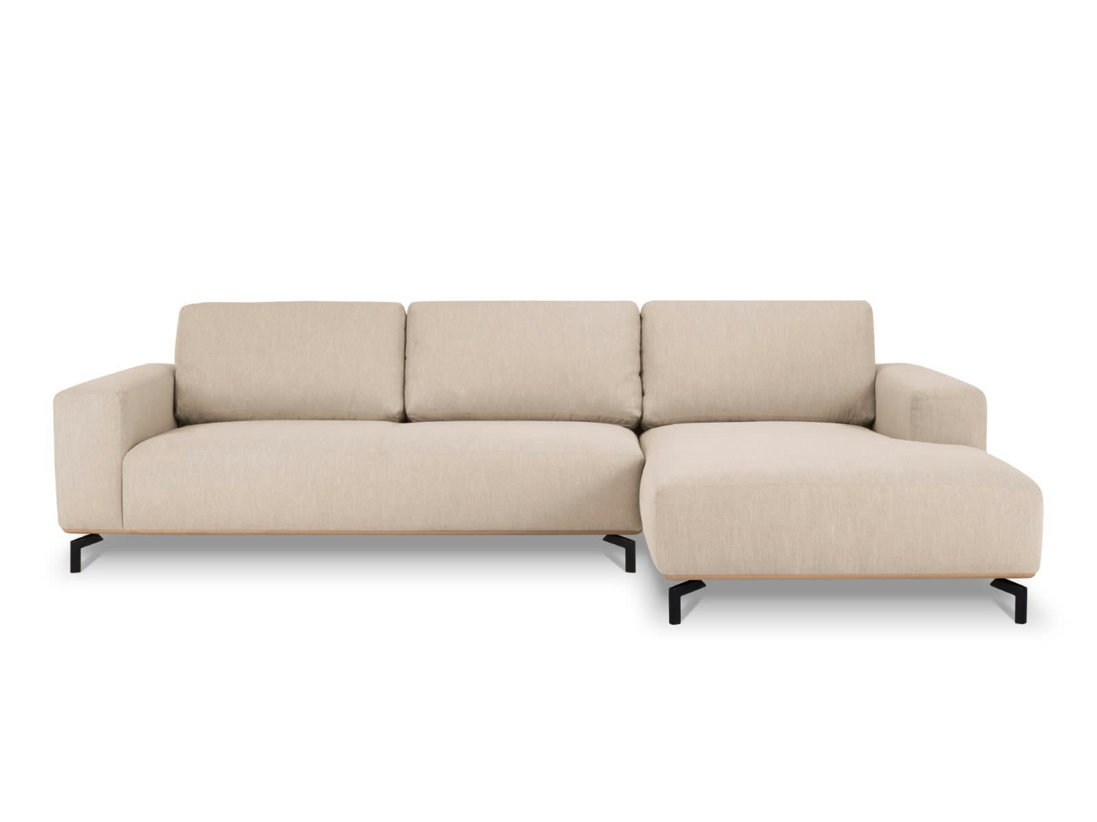 MARC - Canapé D'Angle Droit 5 places en Tissu Structurel Beige