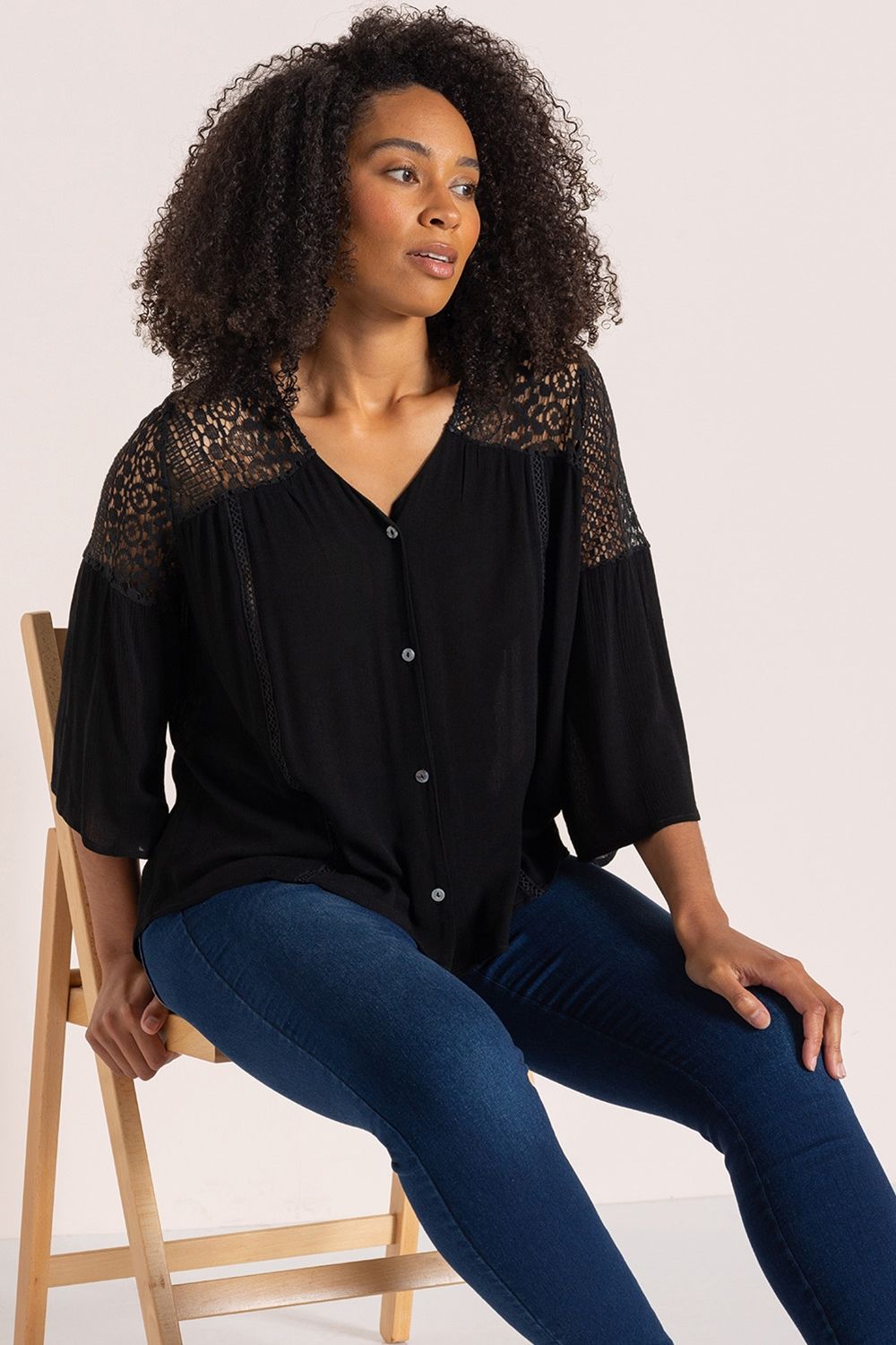 Klass. Lace Trimmed Blouse