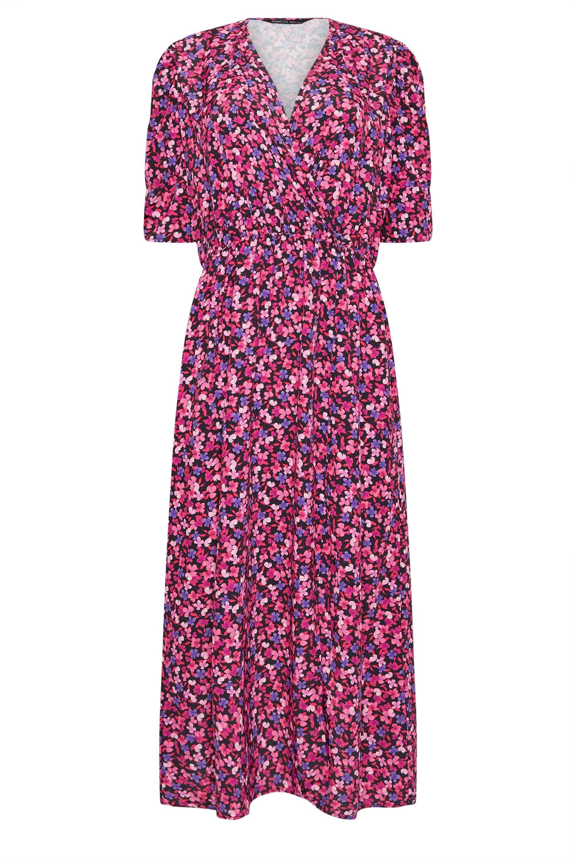M&Co Wrap Ruched Sleeve Dress
