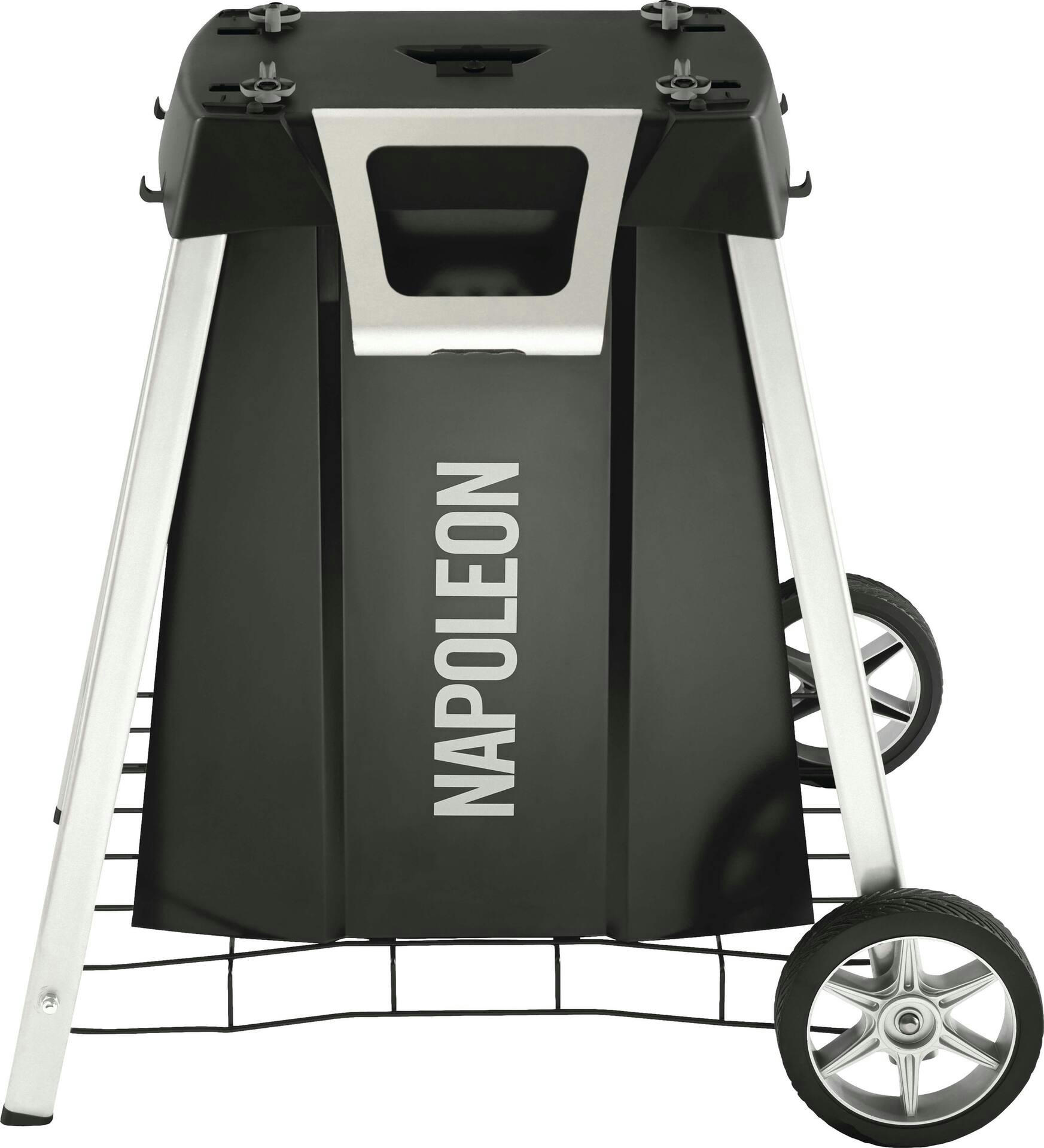 Napoleon TravelQ Stand for PRO285 Grill - Condiment Tray, Integrated Bottle Opener, Propane Storage, Side Shelves, Wheels
