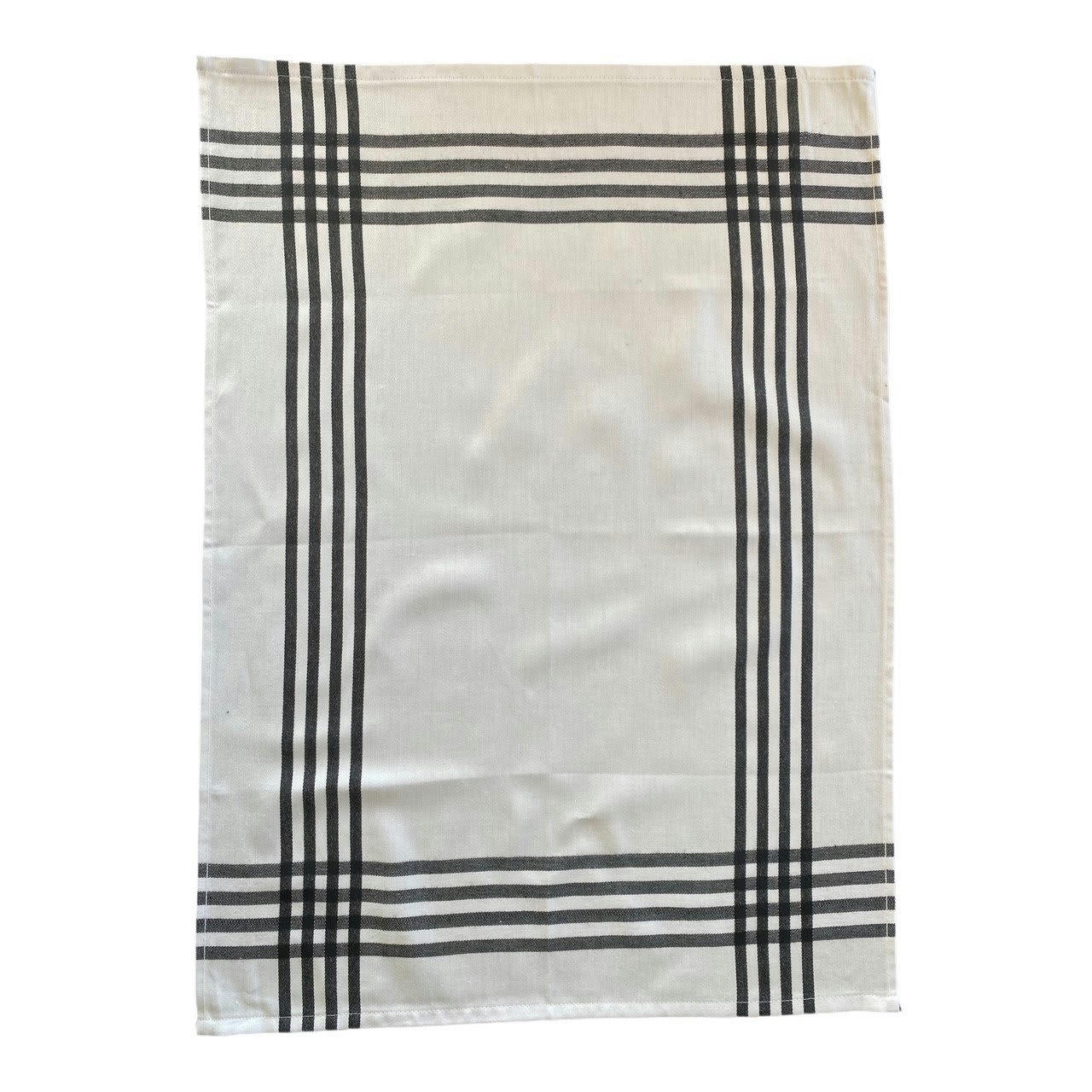 Rayures classiques - Deux Duos torchons assortis bicolores  rayés noirs  50 x 70