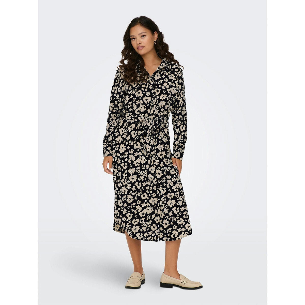 Robe-chemise imprimée, à nouer