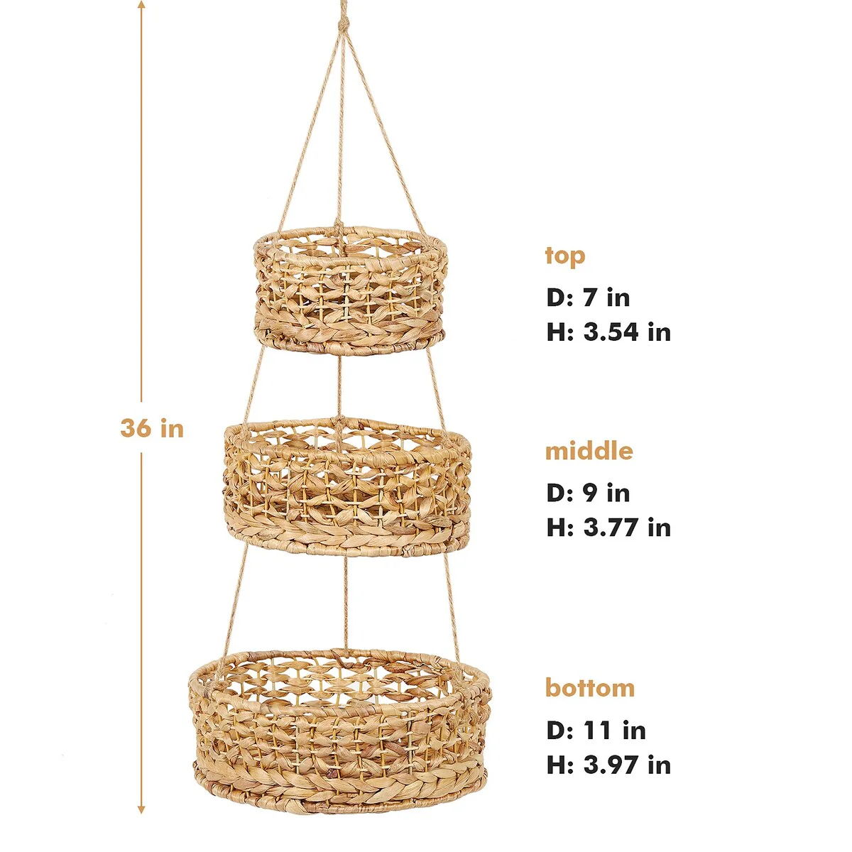 Natural Wicker Wove Hanging Vegetable Fruit Basket