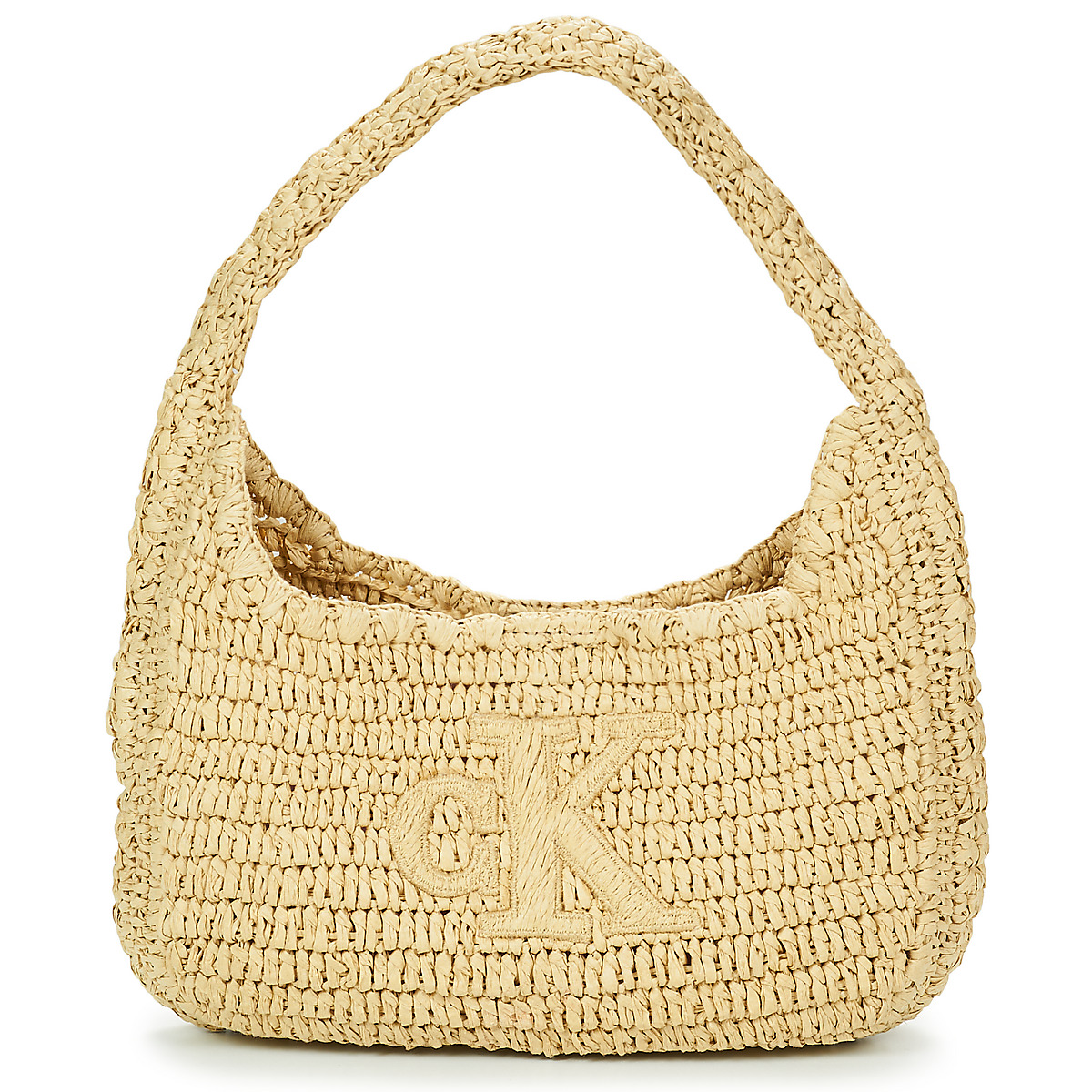 Calvin Klein Jeans - BOLD CK RAFFIA SM SHOULDER BAG - Beige
