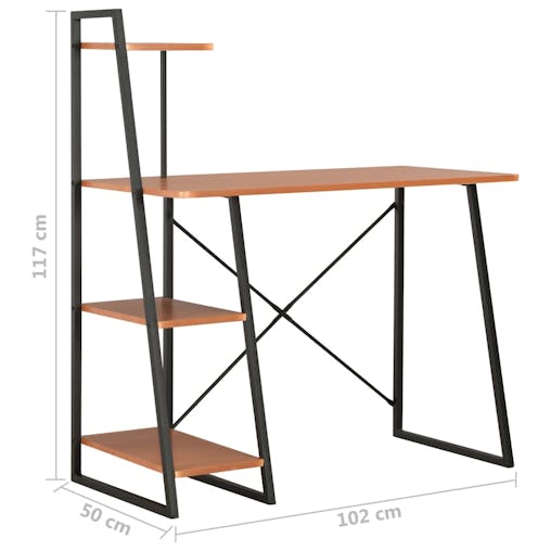 NNEVL Desk with Shelving Unit Black and Brown 102x50x117 cm