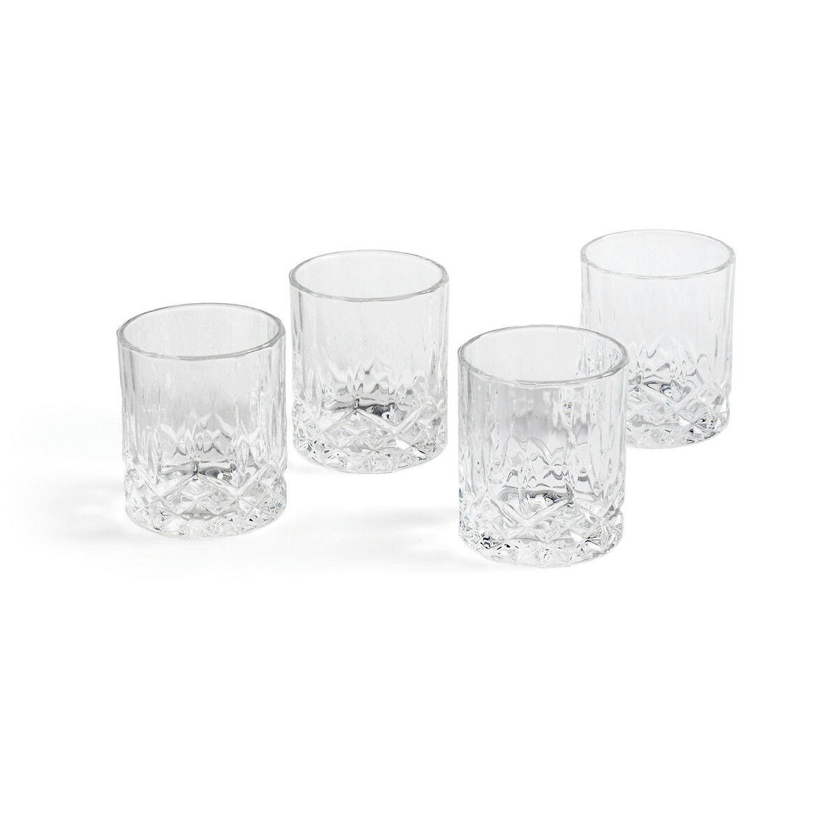 Lot de 4 verres à whisky verre ciselé, Ekos
