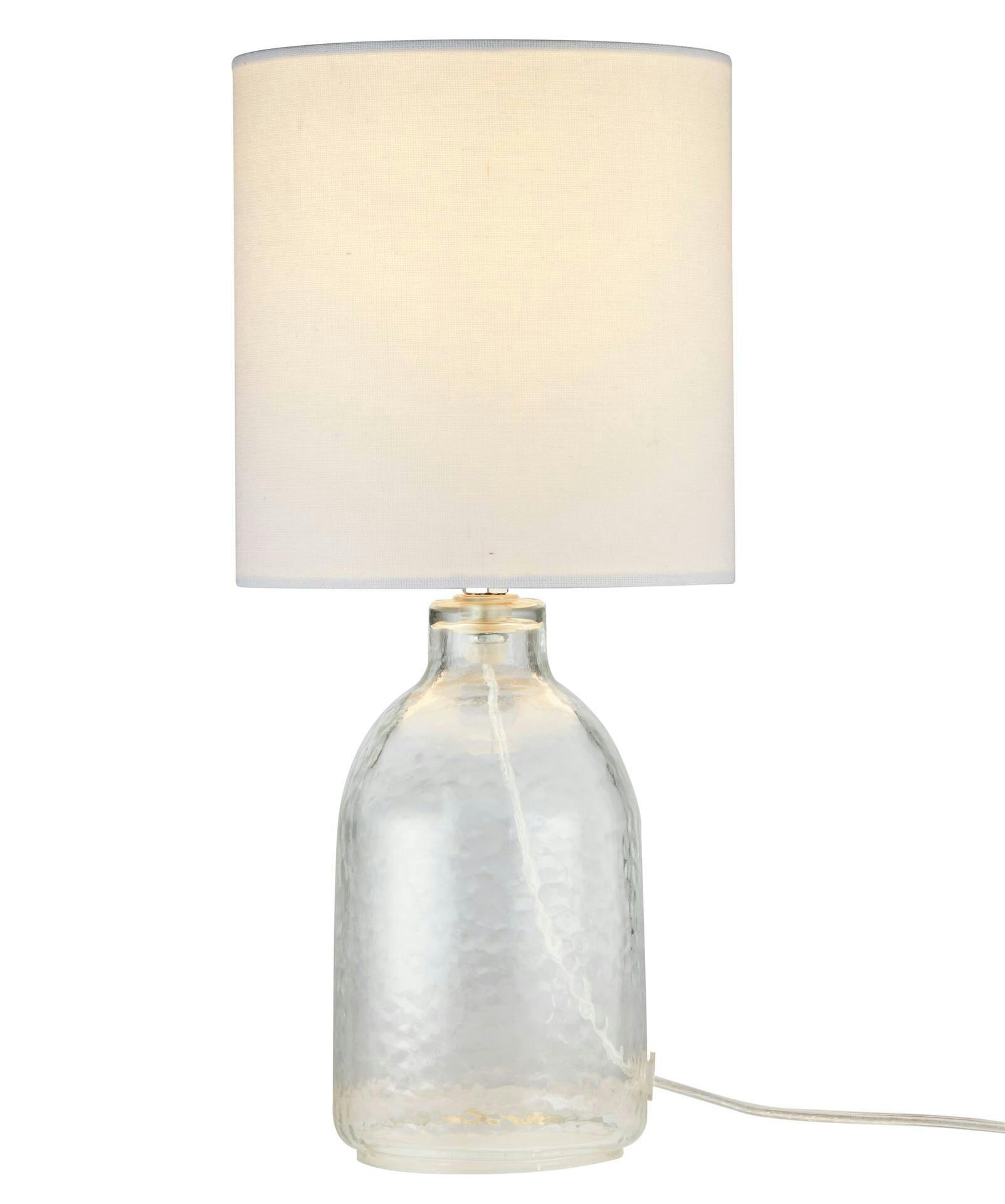 CANVAS White Linen Shade Glass Accent Table Lamp, 6.75-in