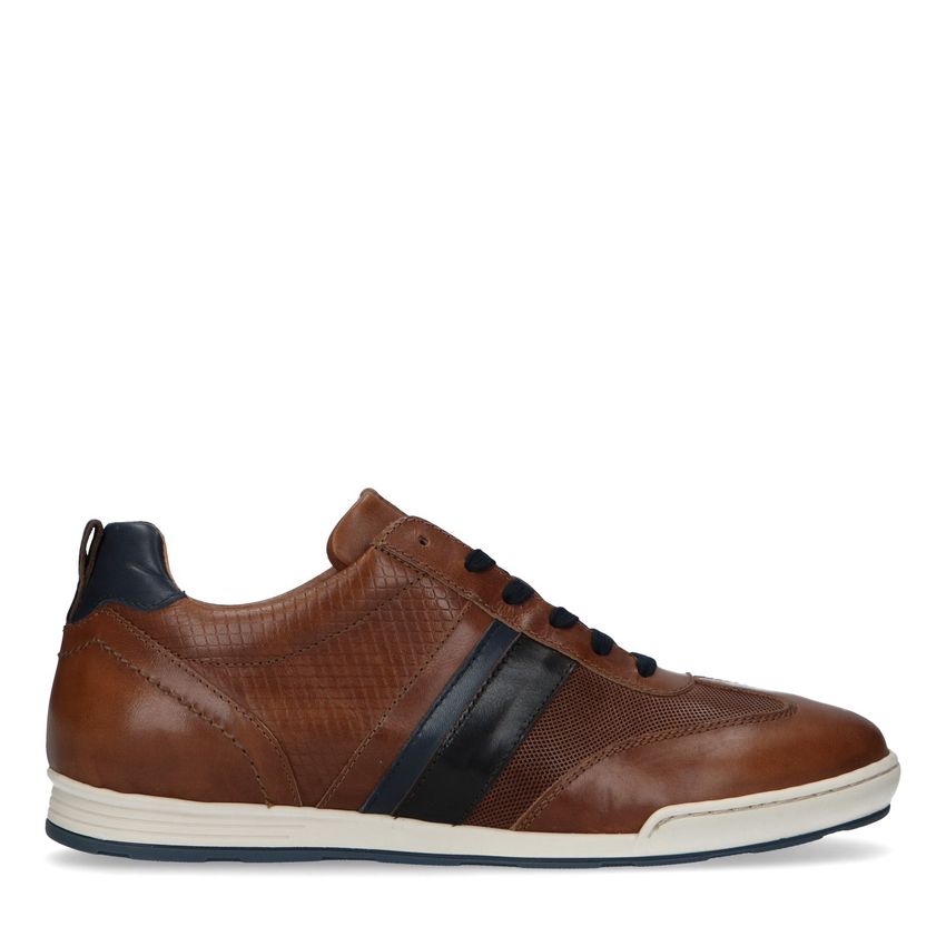 No Stress Cognac leren sneakers met details