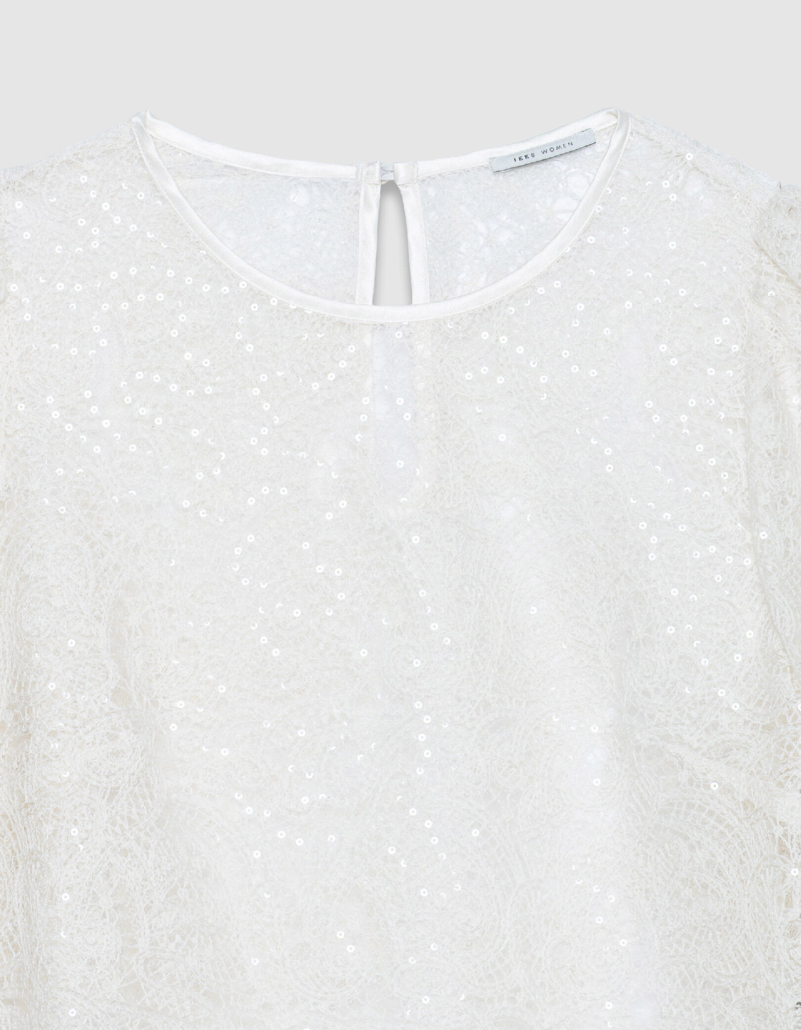 Blouse courte blanche en dentelle Femme