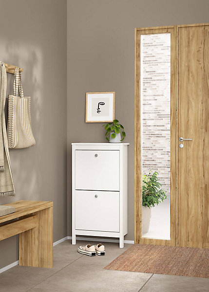 Meuble à chaussures Tisoy, Meuble à chaussures, Armoire d'entrée polyvalente, Rangement pour chaussures, 54x25 h103 cm, Blanc