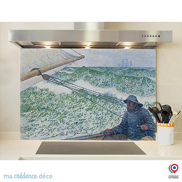 Crédence cuisine fond de hotte Théo Van Rysselberghe, L'homme à la barre - Verre trempé - L 90 cm x H 60 cm - MaCrédenceDéco