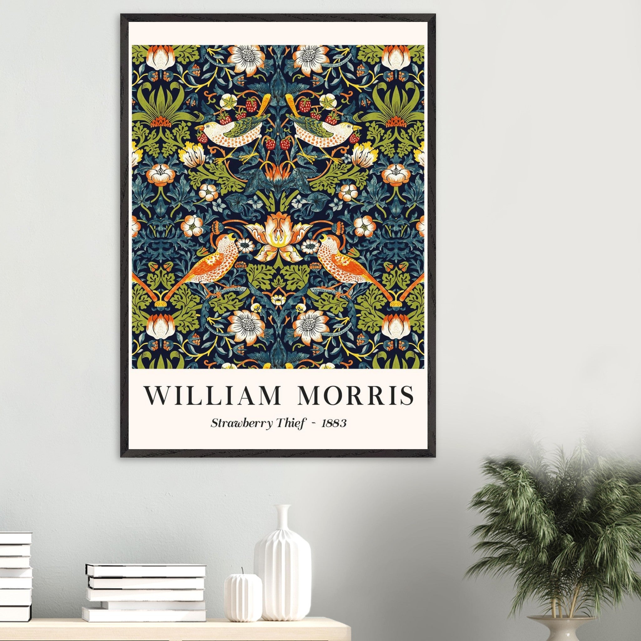 Artfulprints Poster William Morris - Strawberry thief  - 70x100 cm - Donkergroen