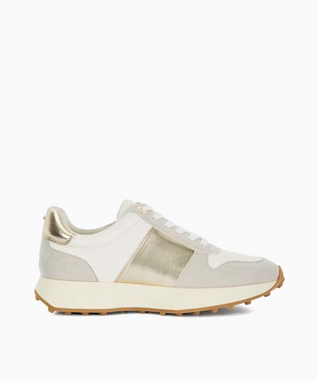 Embossing White - Gold Detail Lace-Up Runner