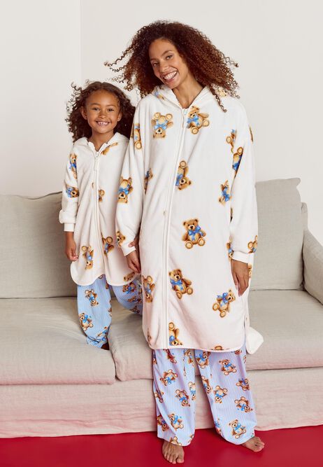 Womens Cream Bear Print Zip Through Blanket