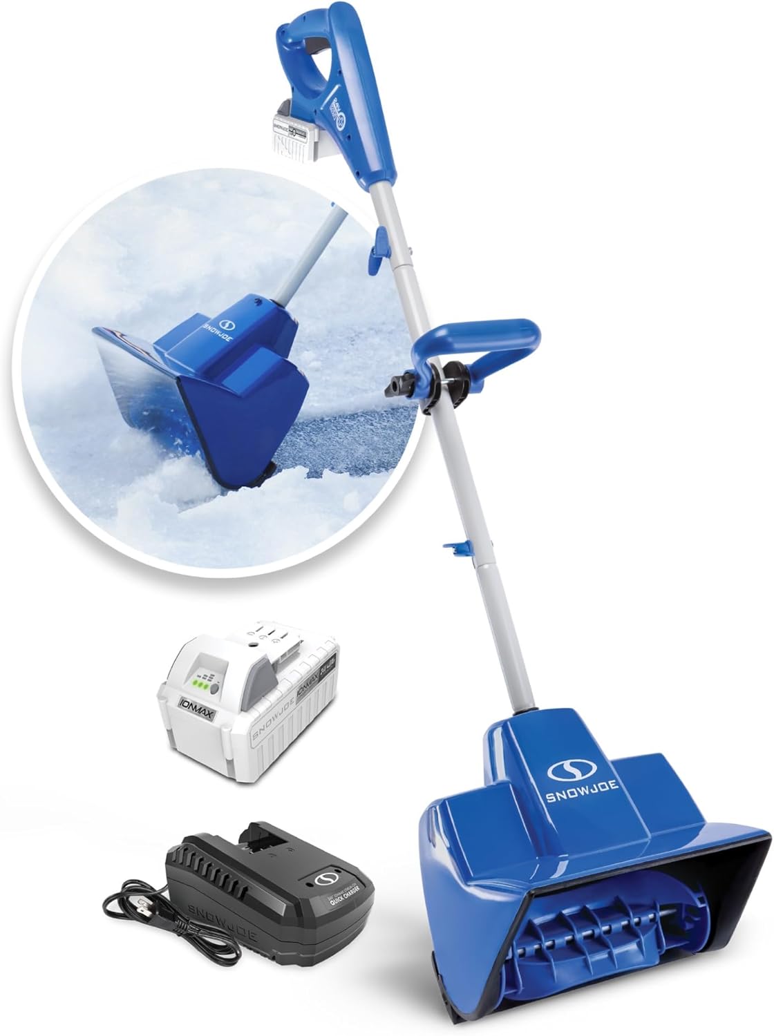 Snow Joe 24V Cordless Electric Shovel Kit w/ 4Ah Battery & Charger  11″ Clearing Width  400W Motor – Portable  Lightweight  Fast Ice & Snow Removal for Deck  Patio  Driveway  24V-SS11