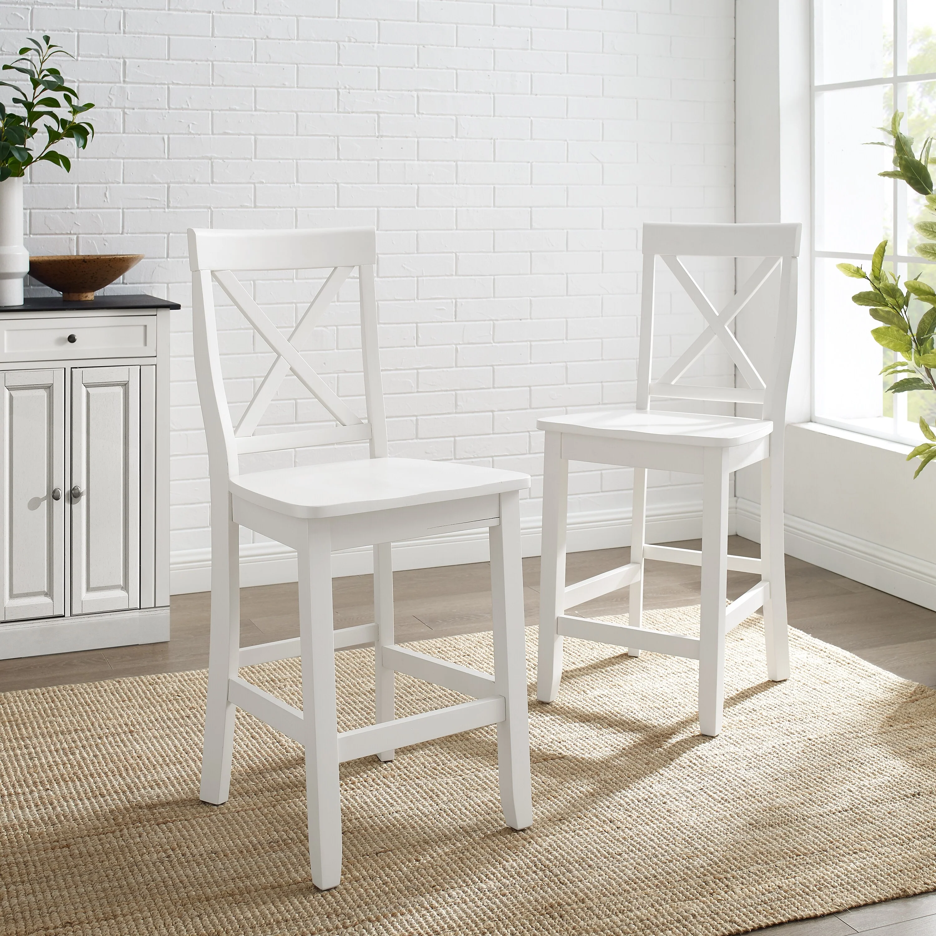 Crosley X-Back 2Pc Counter Stool Set - 21 W x	44 D x 11 H