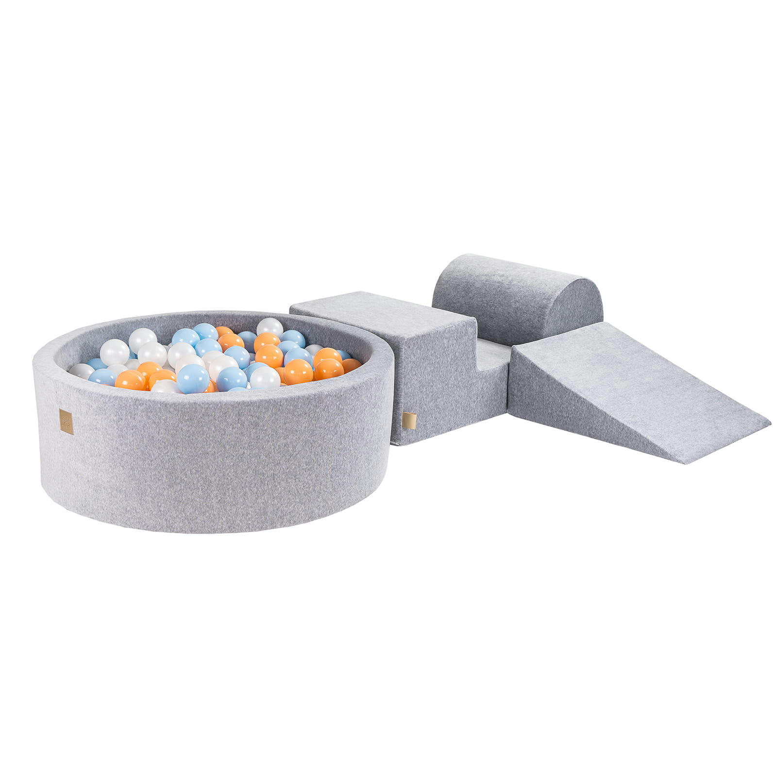 - Set mousse piscine gris clair boules Blanc/Bleu/Pêche