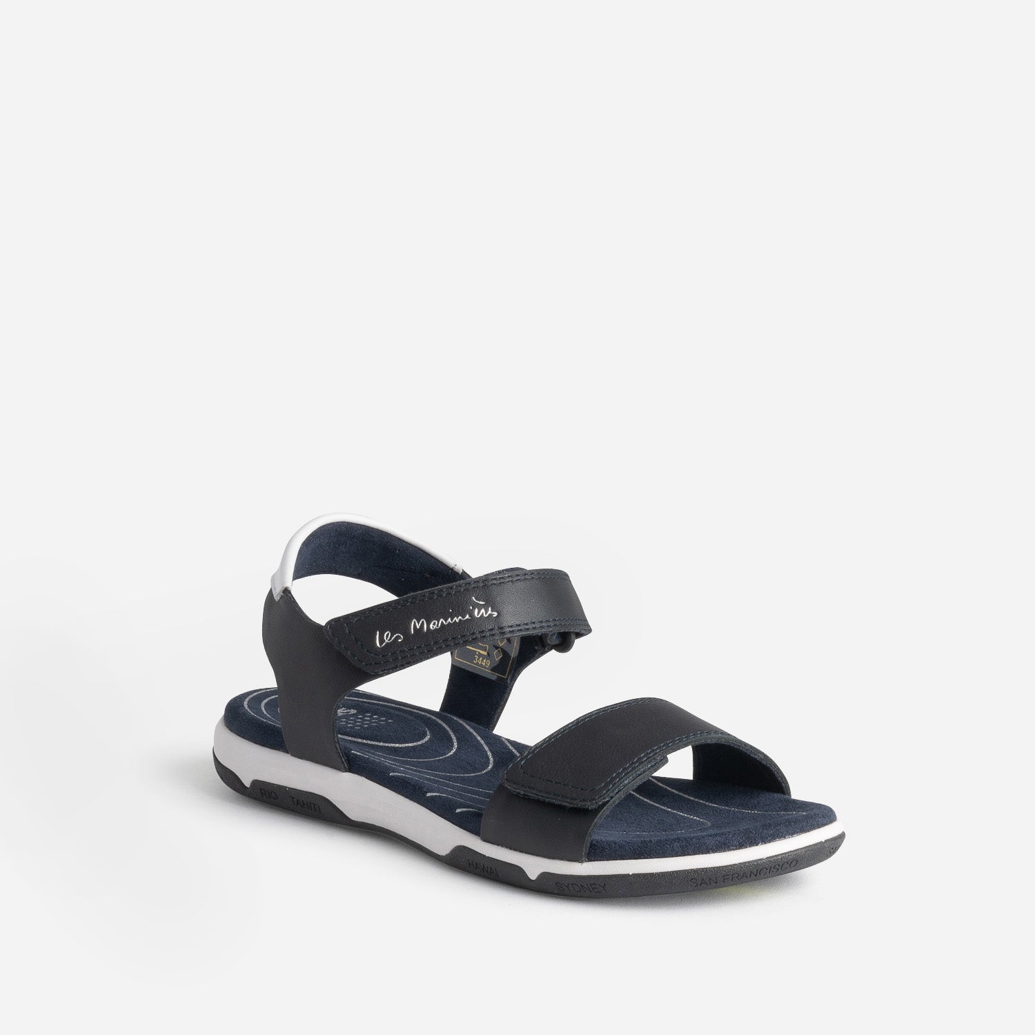 Sandale TBS marine cuir à scratchs