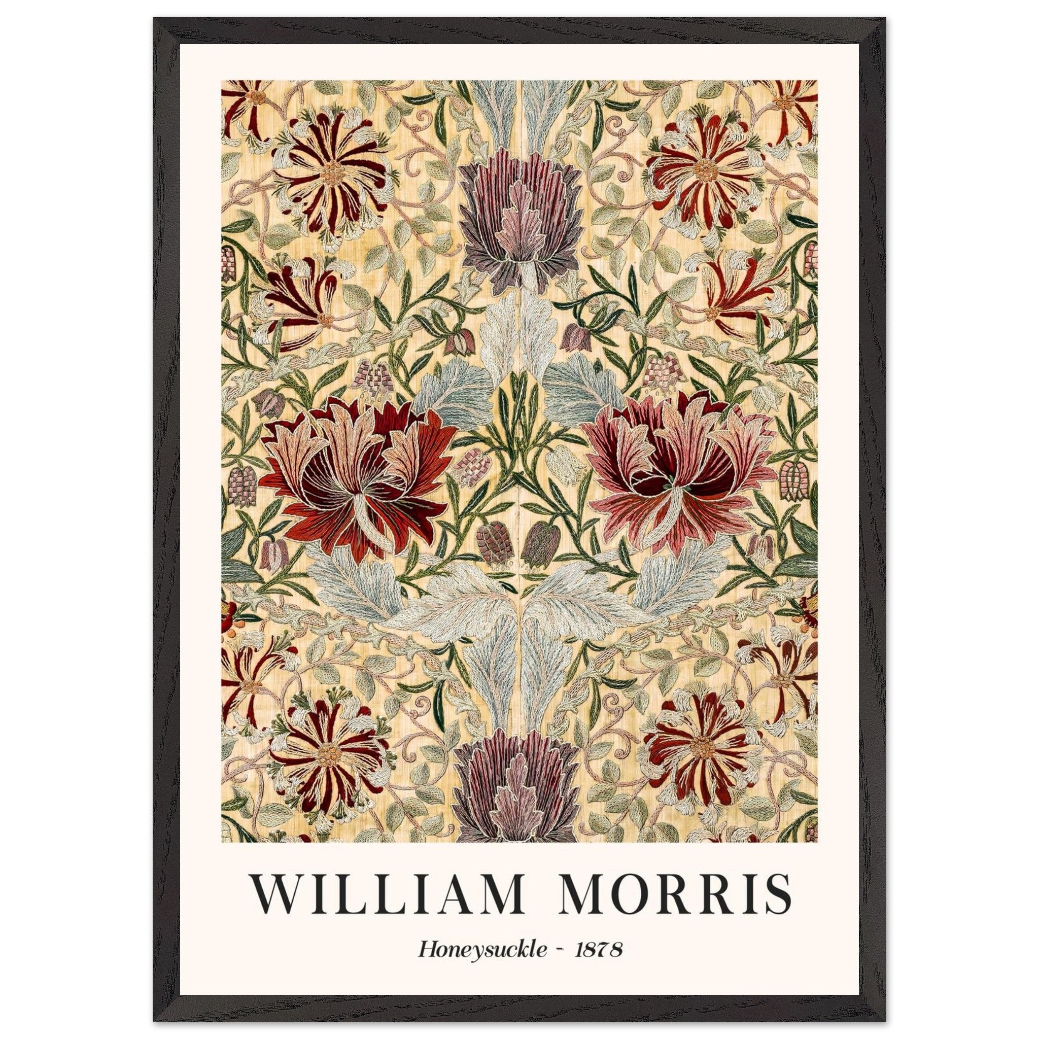 Artfulprints Poster met Lijst William Morris - Honeysuckle III 1886  - 50x70 cm - Meerkleurig