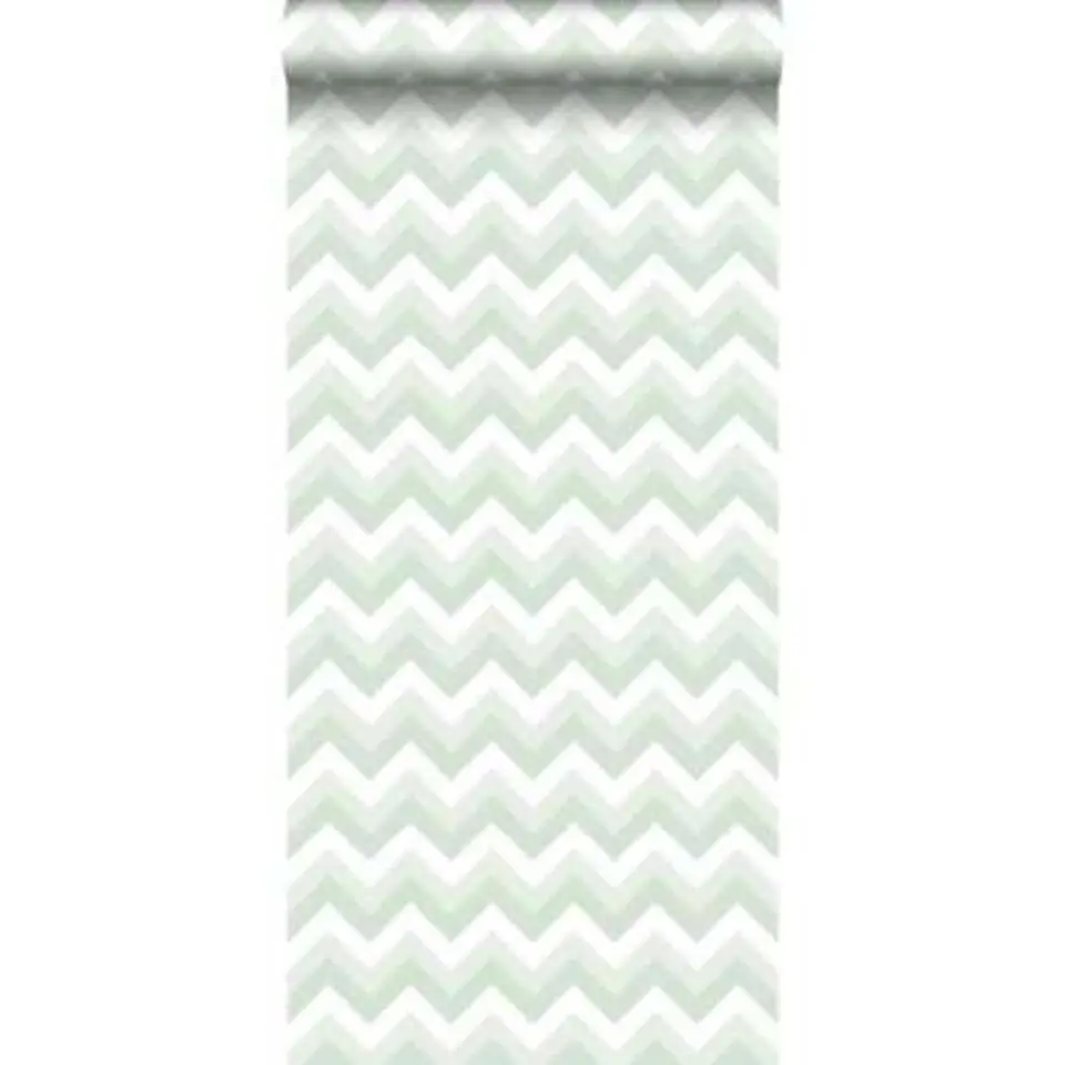 ESTAhome behang - zigzag motief - mintgroen en wit - 53 cm x 10.05 m