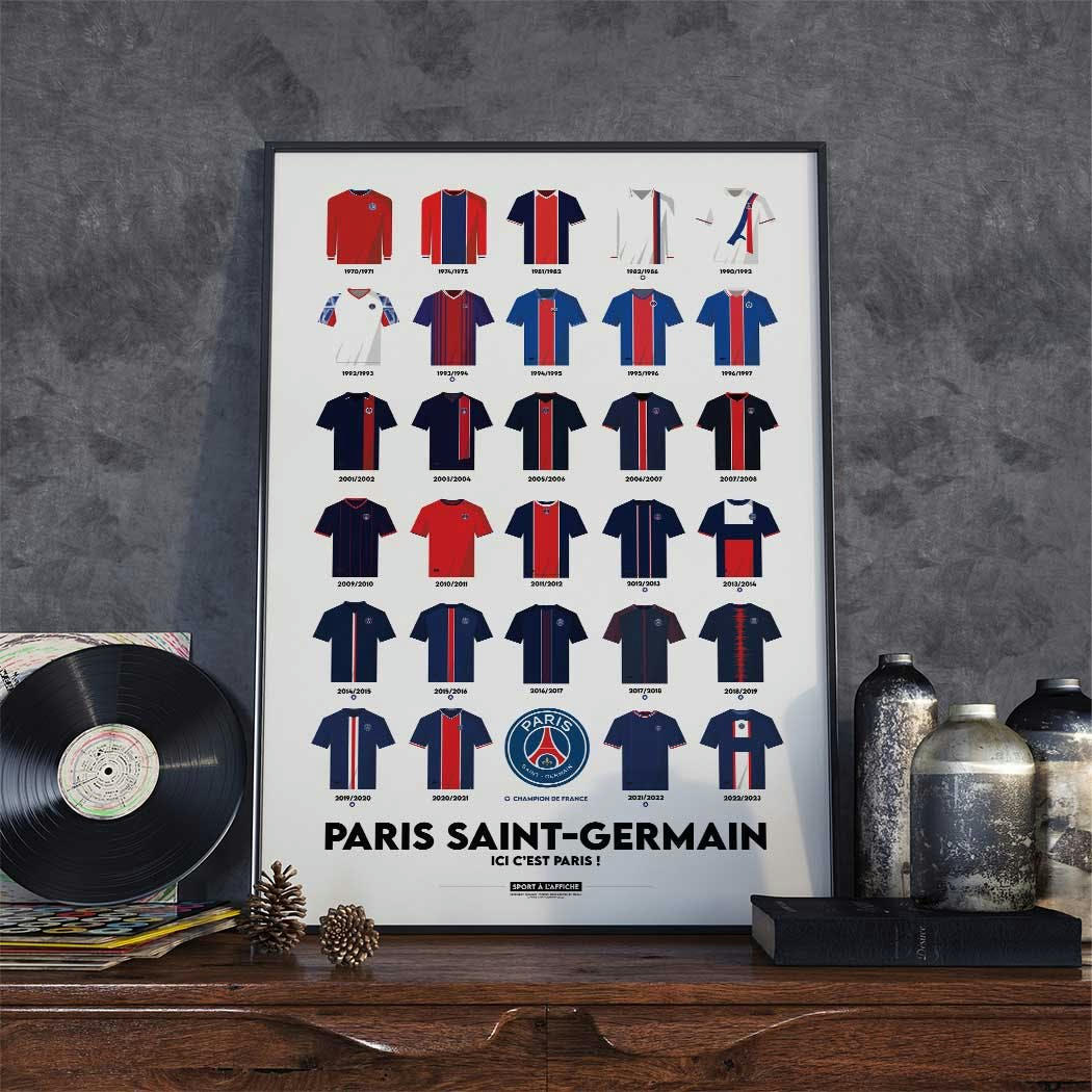 FOOT - Affiche Foot -PSG Maillots Historiques   - 30 x 40cm