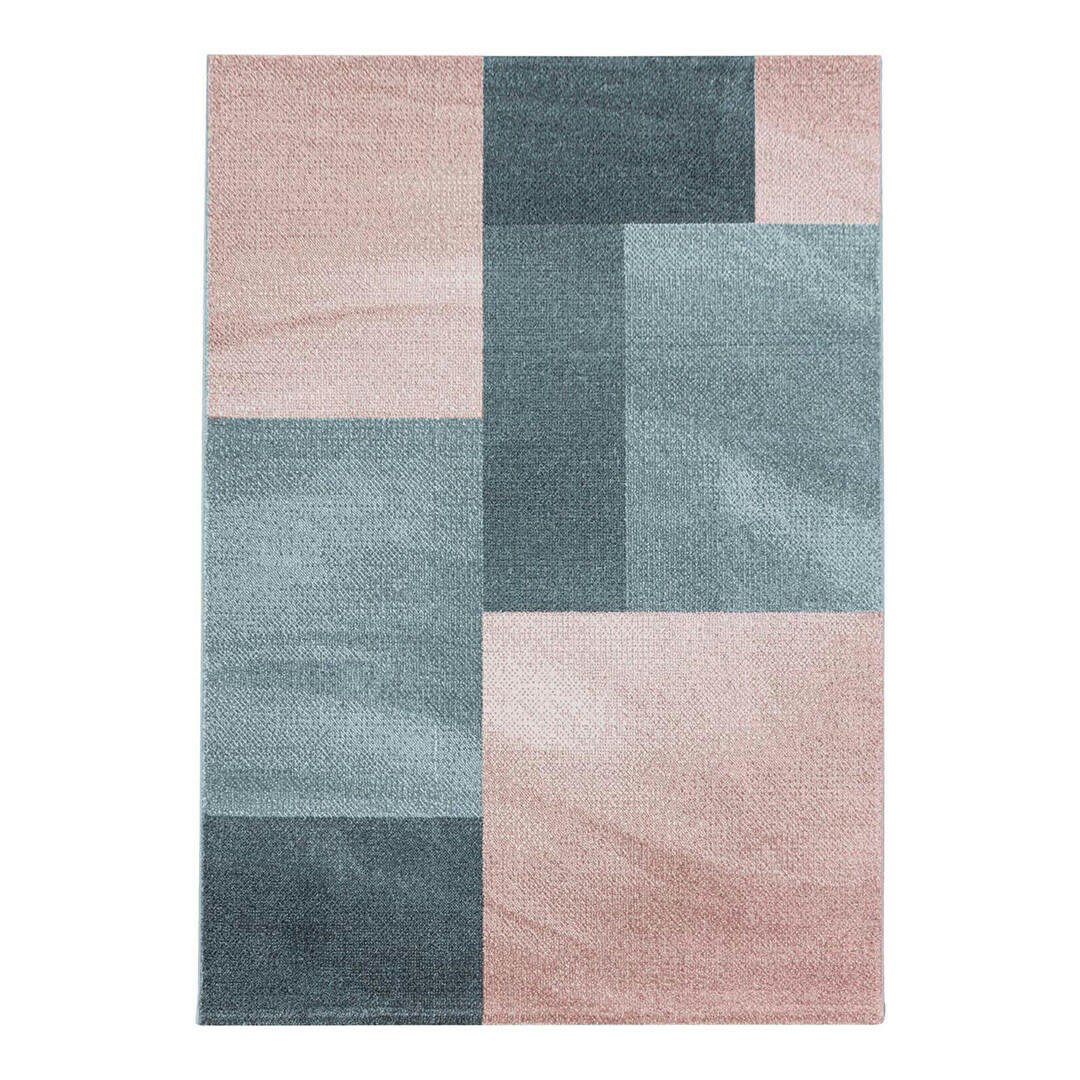 HIRONDELLE - Tapis géométrique design en polypropylène rose 80x250