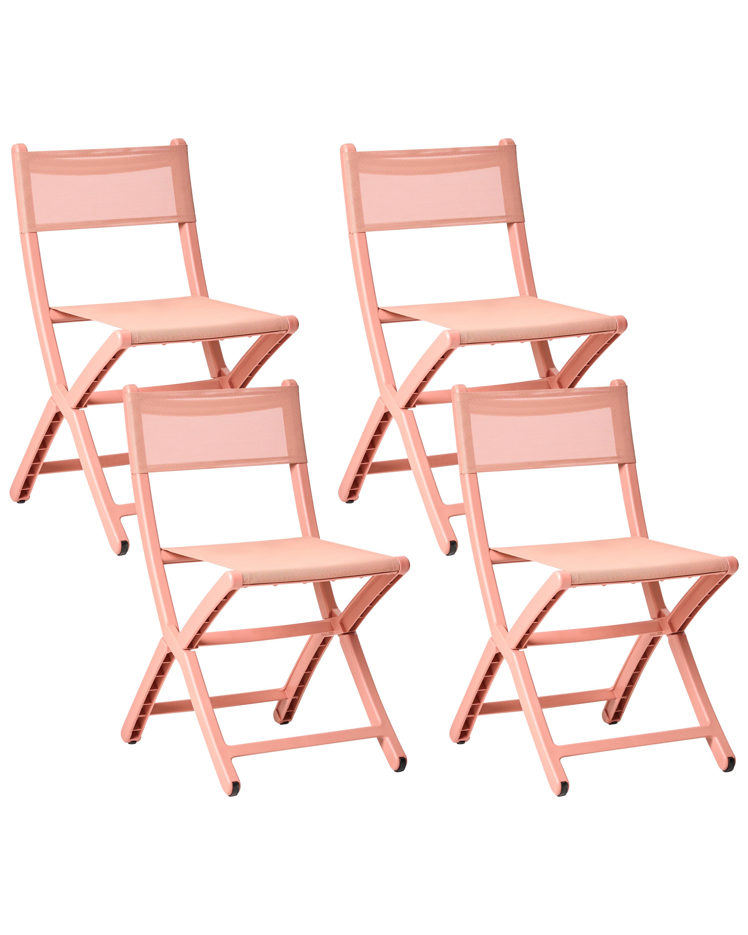 Set of 4 Garden Chairs TALCA Folding Coral