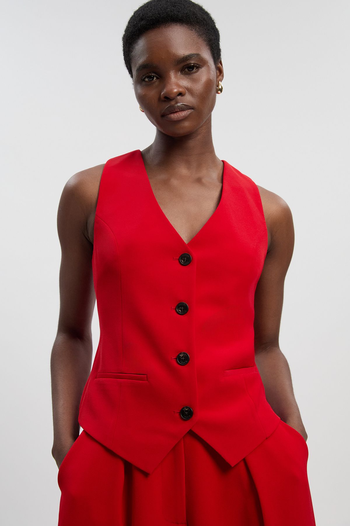 KarenMillen Soft Tailored Corset Back Detail Waistcoat