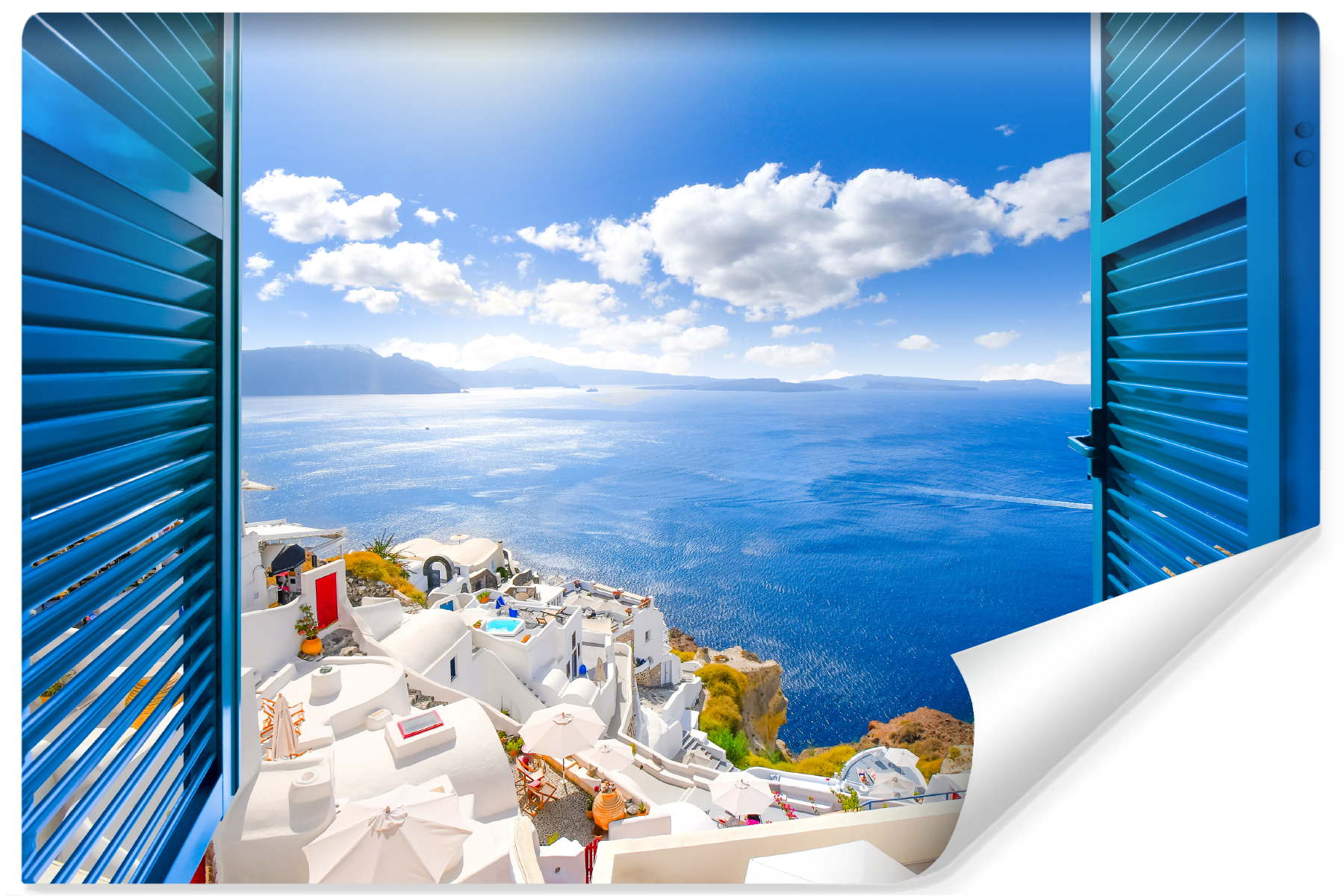 Fototapeta Do Salonu Widok z Okna Na Santorini 90x60cm