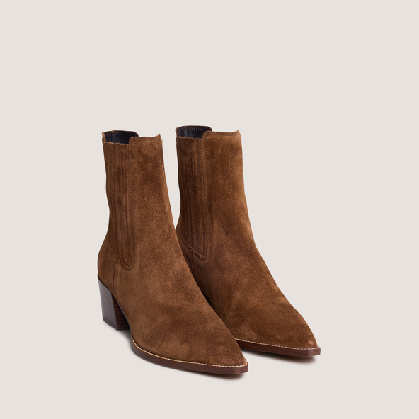 Boots à bouts pointusen croute cognac | PRADO
