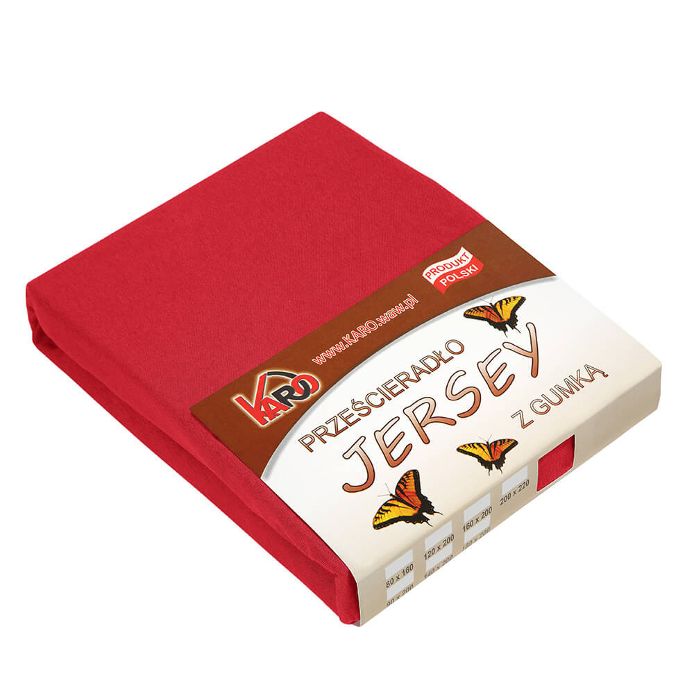 Prześcieradło jersey z gumką 220x240 czerwone 024 KARO