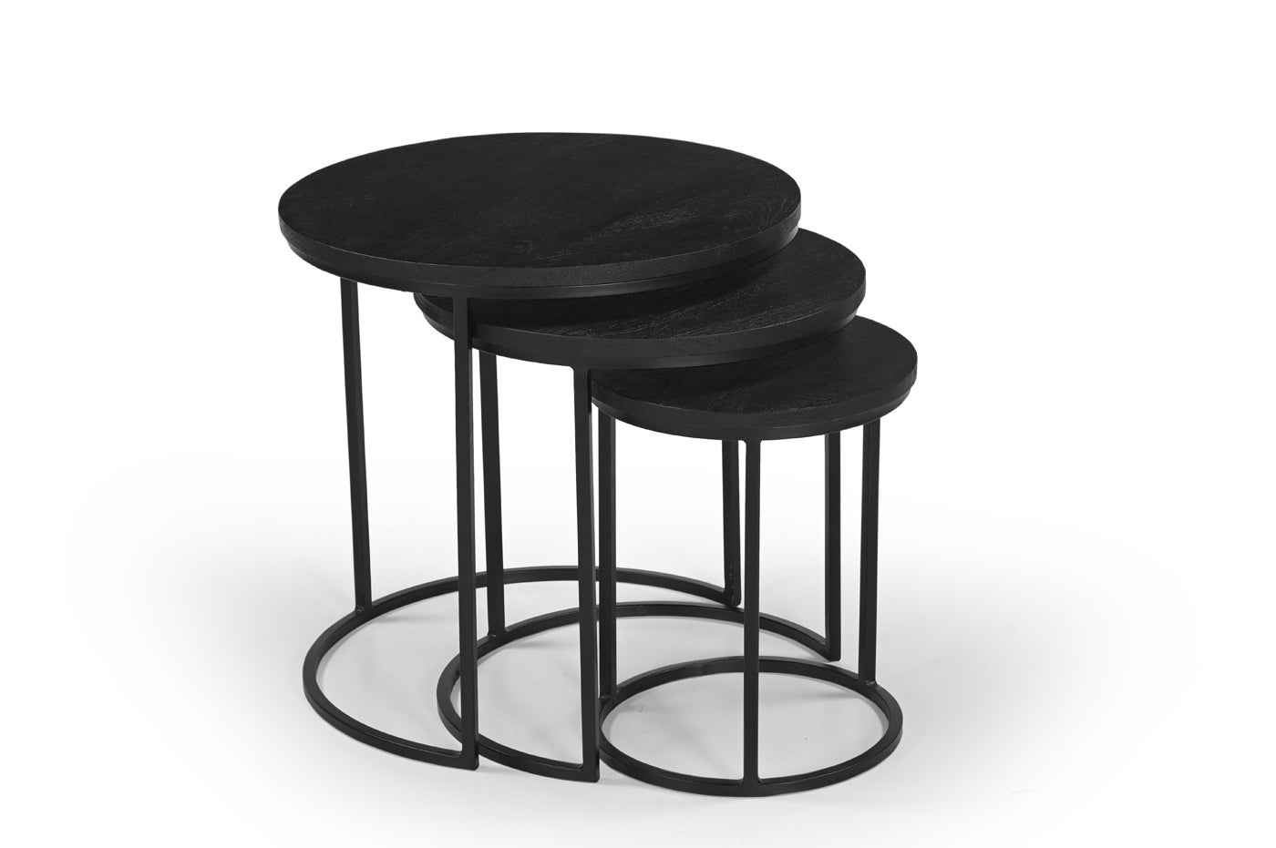 Giga Meubel Salontafel Kila - Rond - Mangohout - Set van 3