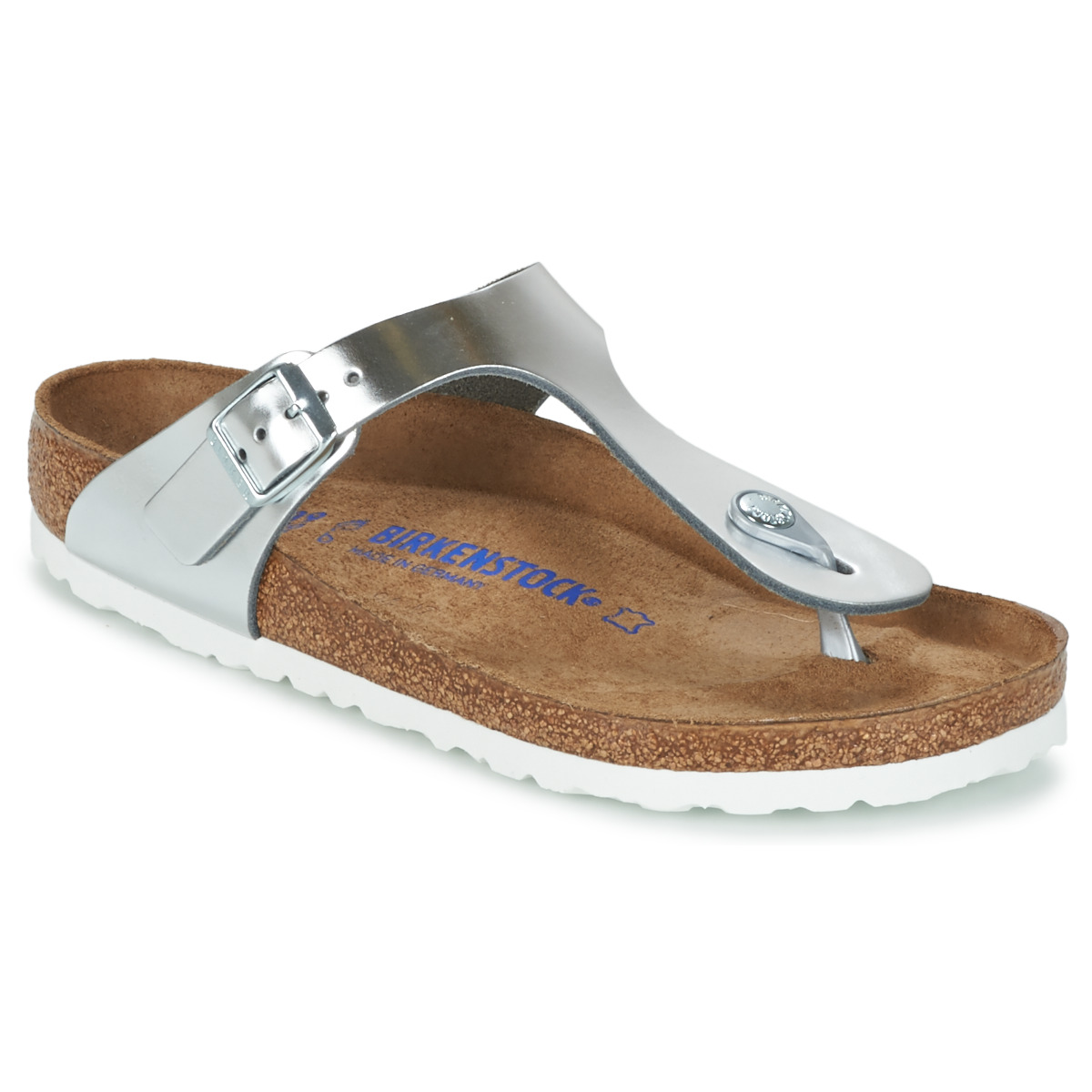 BIRKENSTOCK - Gizeh Soft Footbed - Metallic / Leather / Silver / Regular