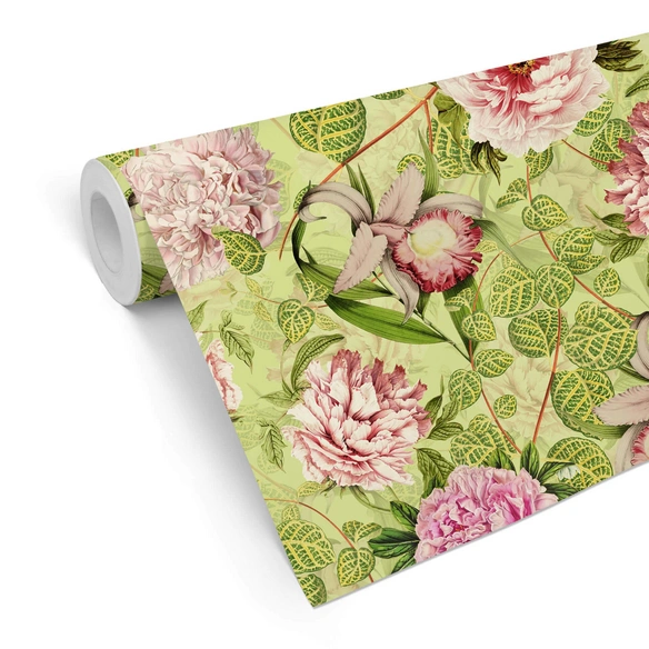 Vliestapete »Vintage Vliestapete«, Sommer Botanische Blumen, mehrfarbig, matt
