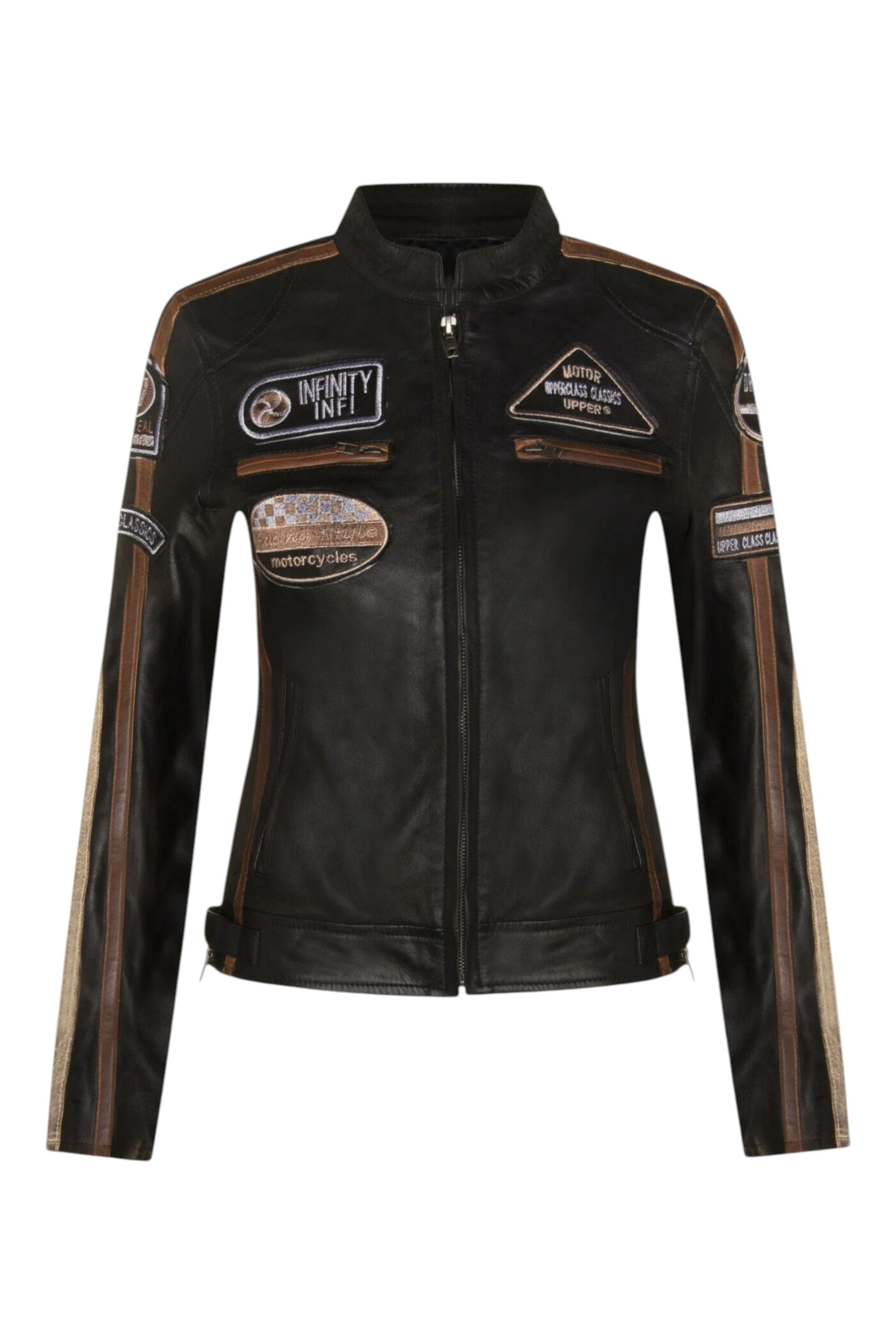 Infinity Leather Leather Biker Racing Badges Jacket-Dalby