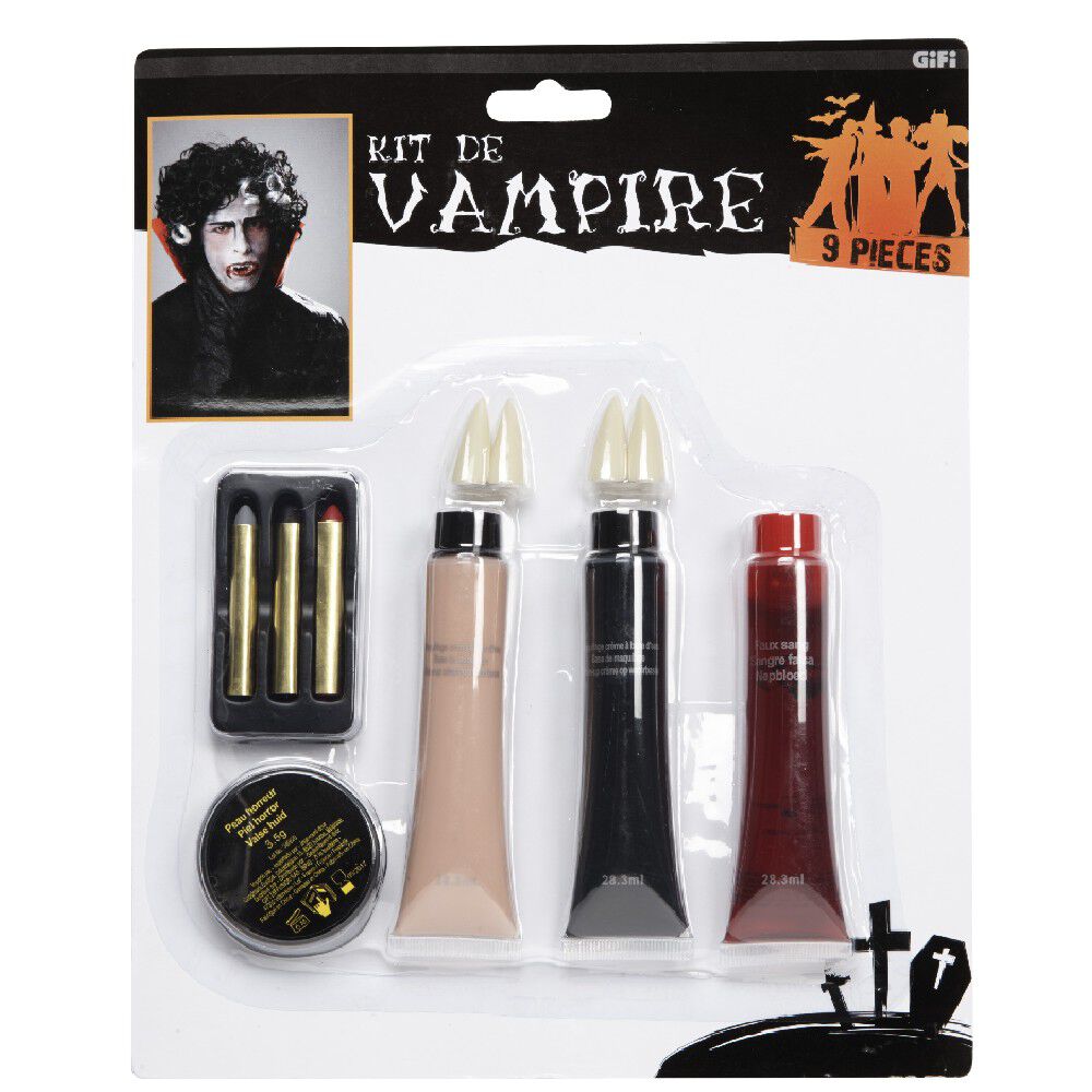 Kit maquillage vampire 11 pièces Halloween