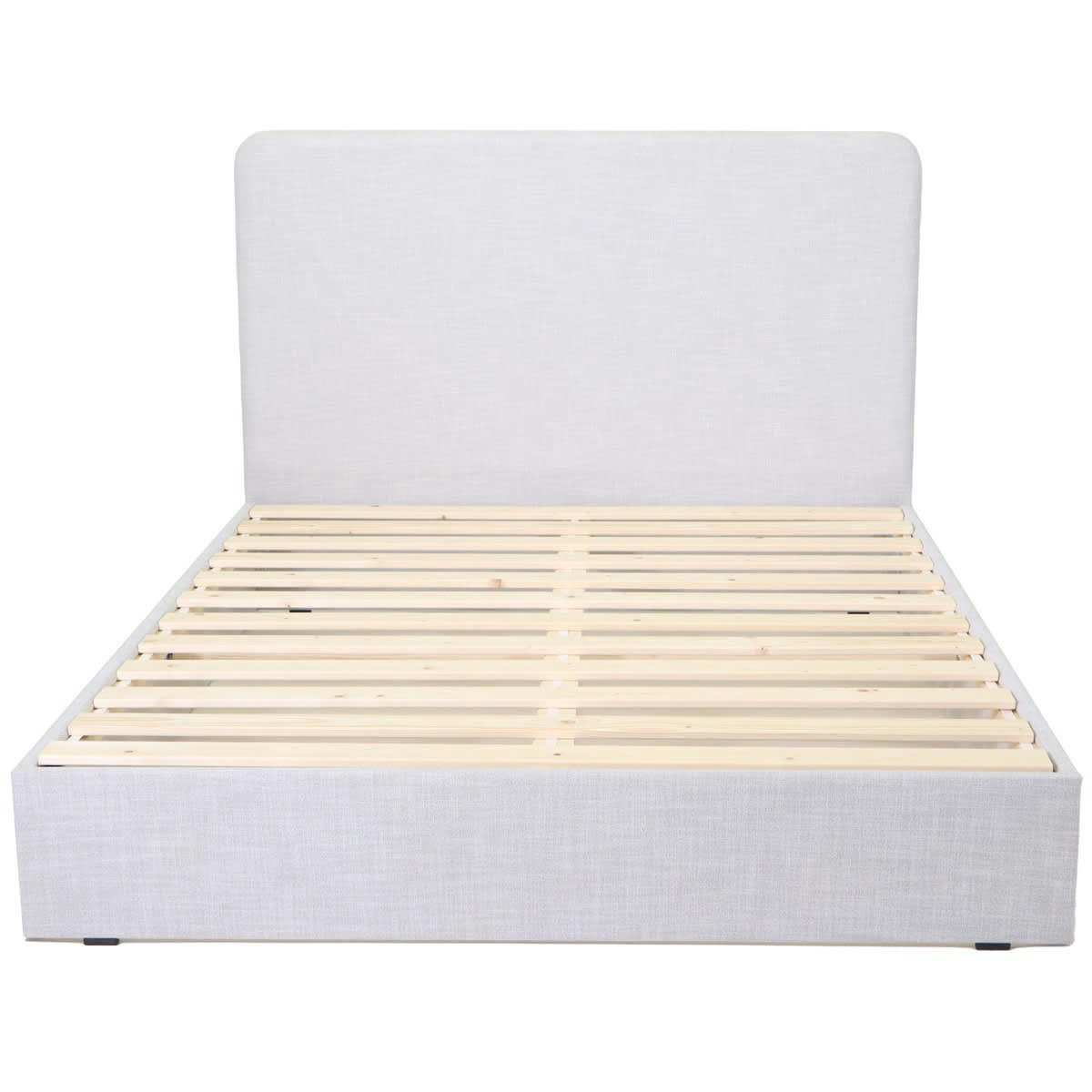 ENSEMBLE ENZO - Lit 140 x 190 en tissu gris clair + tête de lit et sommier